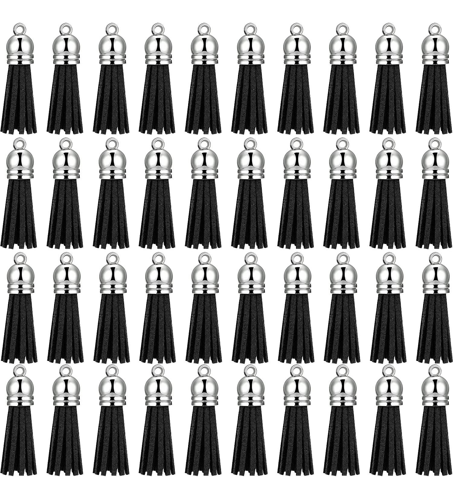 200 Pieces Black Faux Suede Leather Keychain Tassels - DIY Crafts Supplies - Buy Online on GoSupps.com