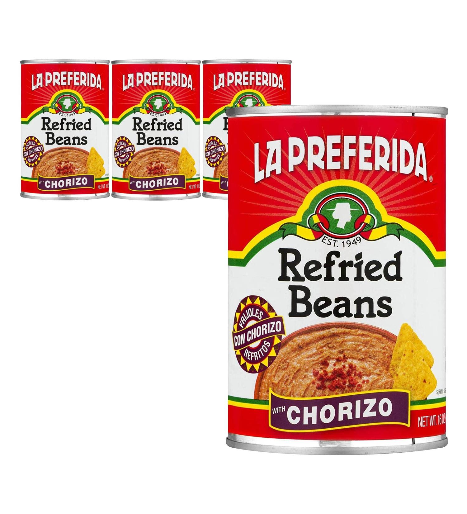 La Preferida Refried Beans Chorizo 16 oz - Pack of 3 - Buy Online on GoSupps.com