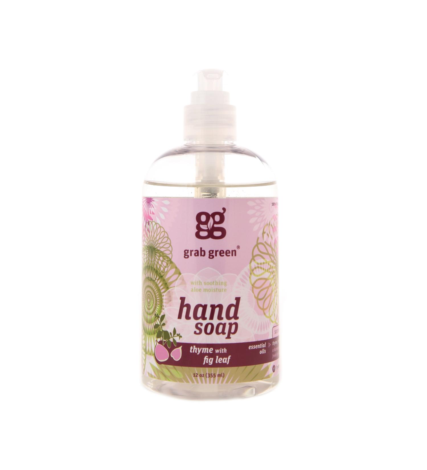 Grab Green Hand Soap Thyme & Fig Leaf 12 oz - Natural & Eco-Friendly Cleanser - Buy Online on GoSupps.com
