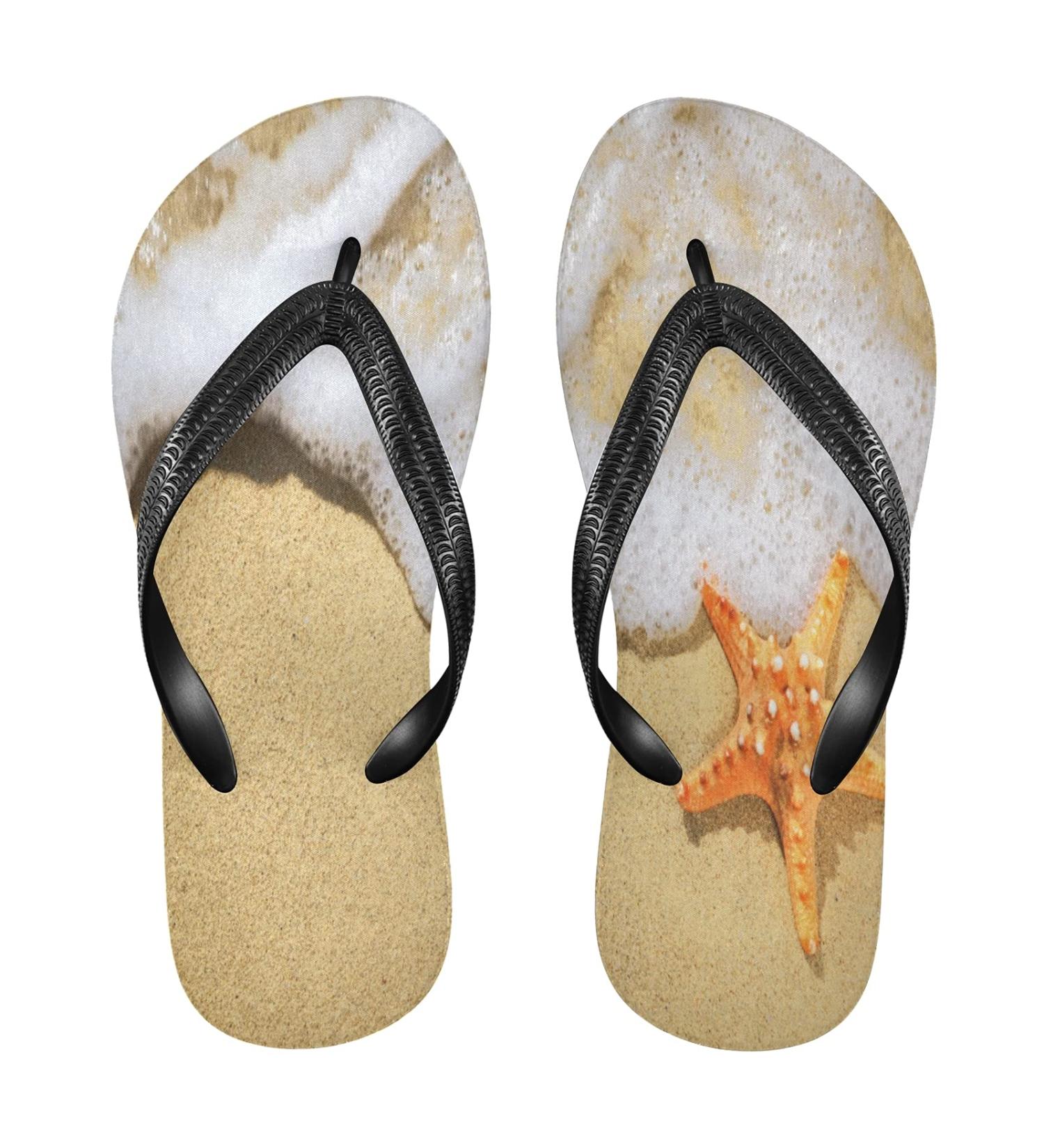 Mnsruu Yellow Sea Star Starfish Flip Flops | XXL for Men & Women | Home Hotel Spa & Travel Comfort - Buy Online on GoSupps.com
