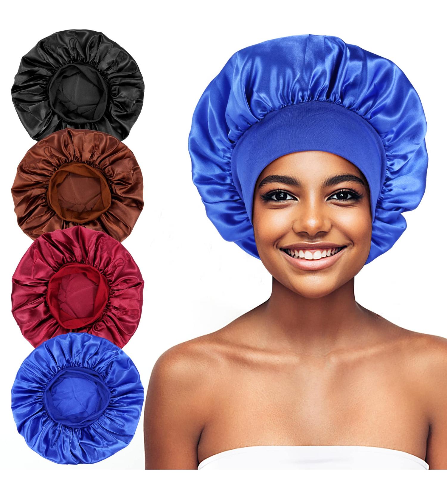 Satin Silk Bonnet 4-Piece Set for Women - Extra Soft Hair Wrap for Curly & Natural Hair - Buy Online on GoSupps.com