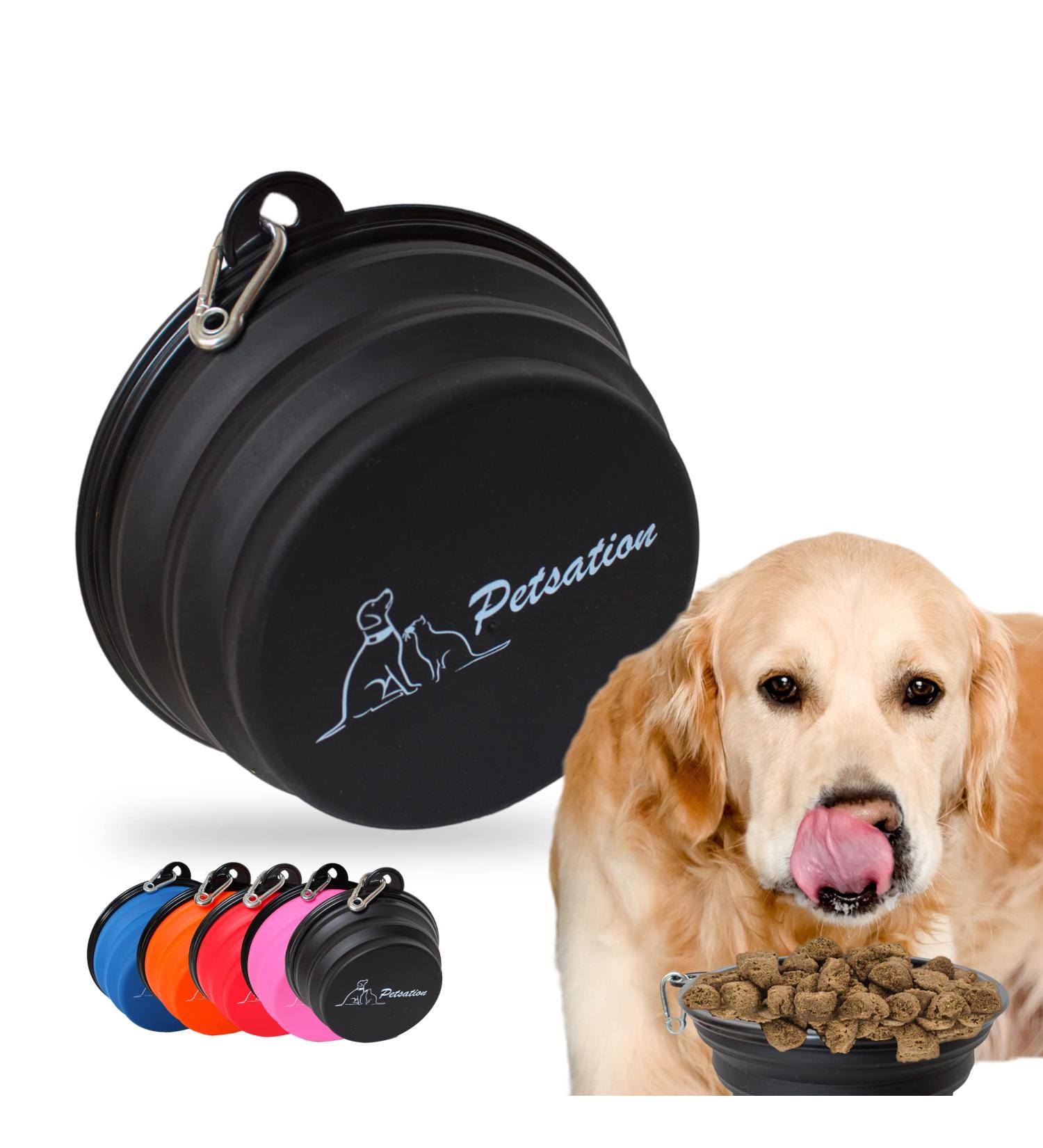 Petsation Foldable Dog Bowl - Original 350ml Travel Water & Food Bowl - Ideal for On-the-Go Pet Feeding (Black) - Buy Online on GoSupps.com