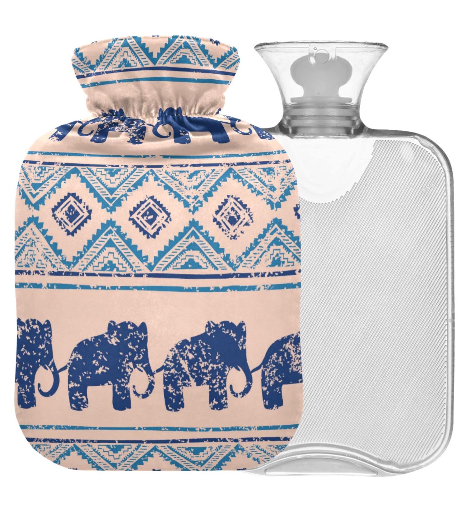 Naanle Stripes Elephant Ethno Hot Water Bottle | 2L Large Heat & Cold Therapy | Pain Relief for Bed Hands & Feet - Buy Online on GoSupps.com