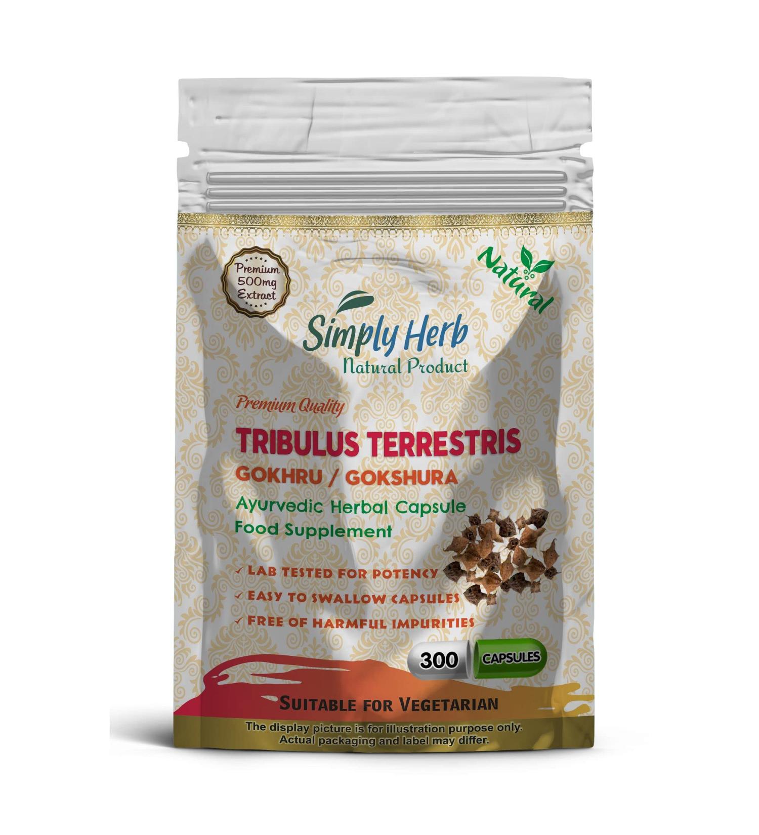 Tribulus Terrestris - Gokhru Capsule (300 Capsules) 300 count (Pack of 1)
