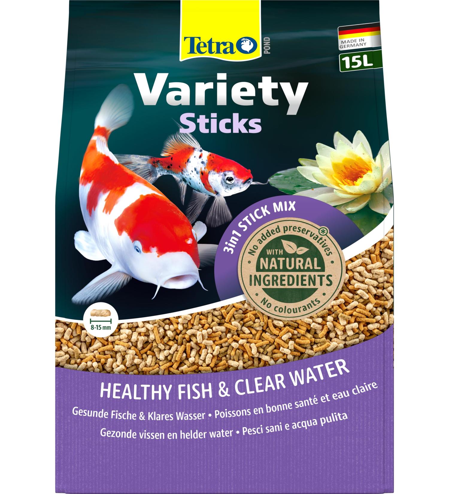 Tetra Pond Variety Sticks Premium Fish Feed for Health Color & Vitality 15L (2.12kg) - Ideal for All Pond Fish - Buy Online on GoSupps.com