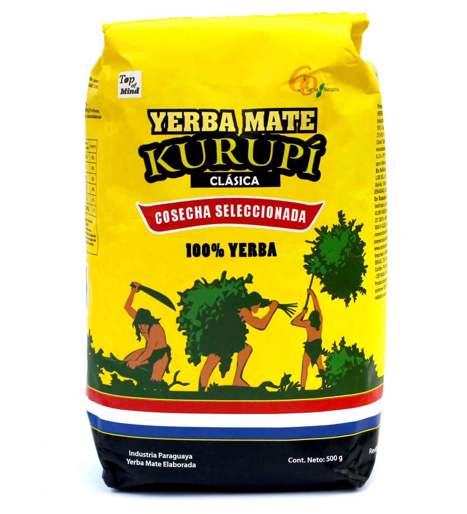 Kurupi Yerba Mate Classica 500g (Sac) - Paraguayen - Yerba Mat - 500 g de yerba mate pure (avec tiges) - Convient pour tre fait avec de l'eau chaude ou froide ou avec du jus (terere) - Buy Online on GoSupps.com