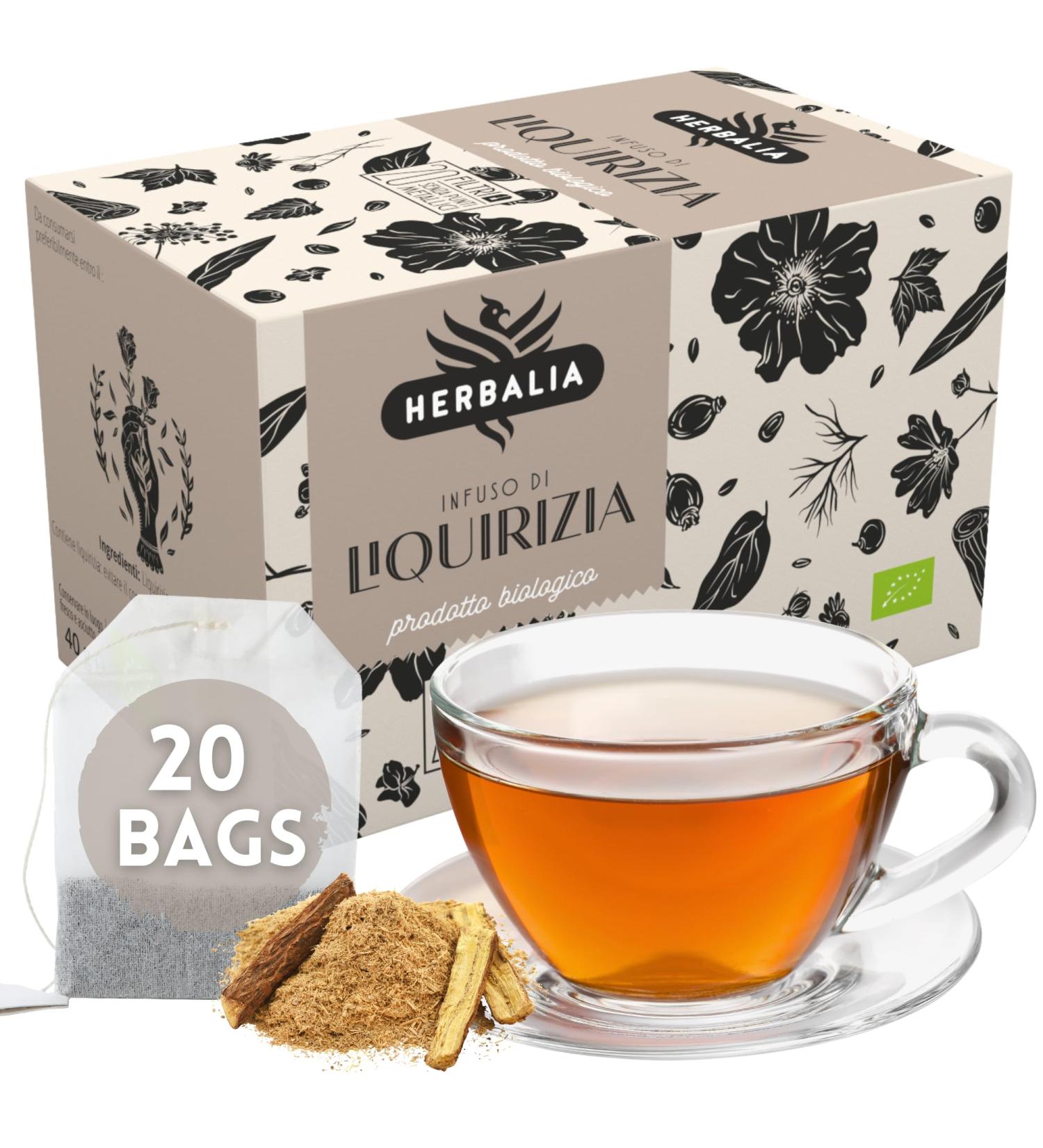 HERBALIA - Infusion de r glisse dans des sachets paquet de tissu de 20 sachets sans points m talliques 40 gr. - R glisse pour infusions et tisanes - Buy Online on GoSupps.com