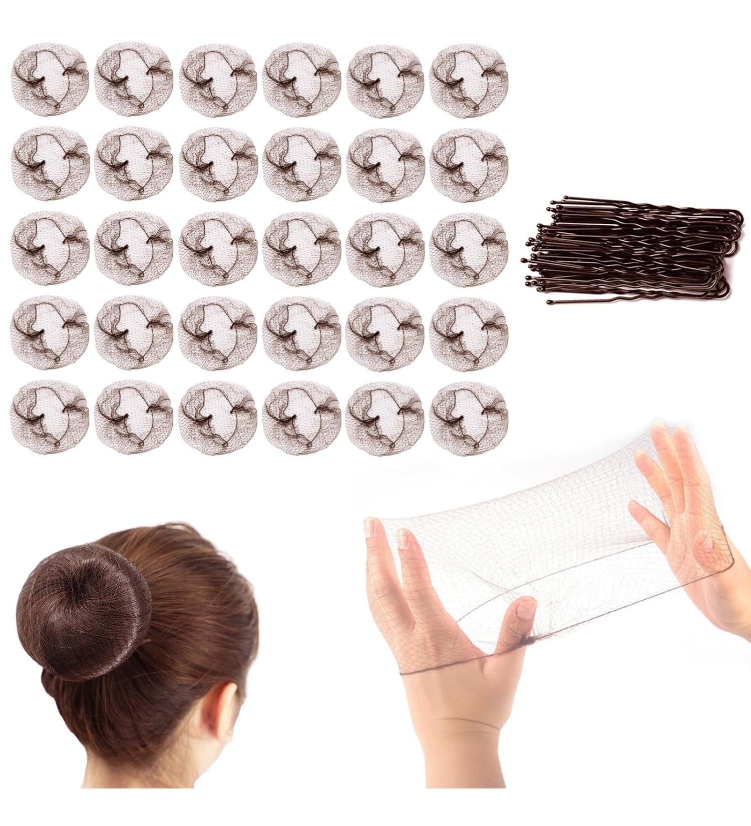 Shakeel 30pcs Invisible Hair Nets for Buns + 20pcs U Shape Hair Pins | Mesh Ballet Bun Nets in Brown for Women and Girls - Buy Online on GoSupps.com