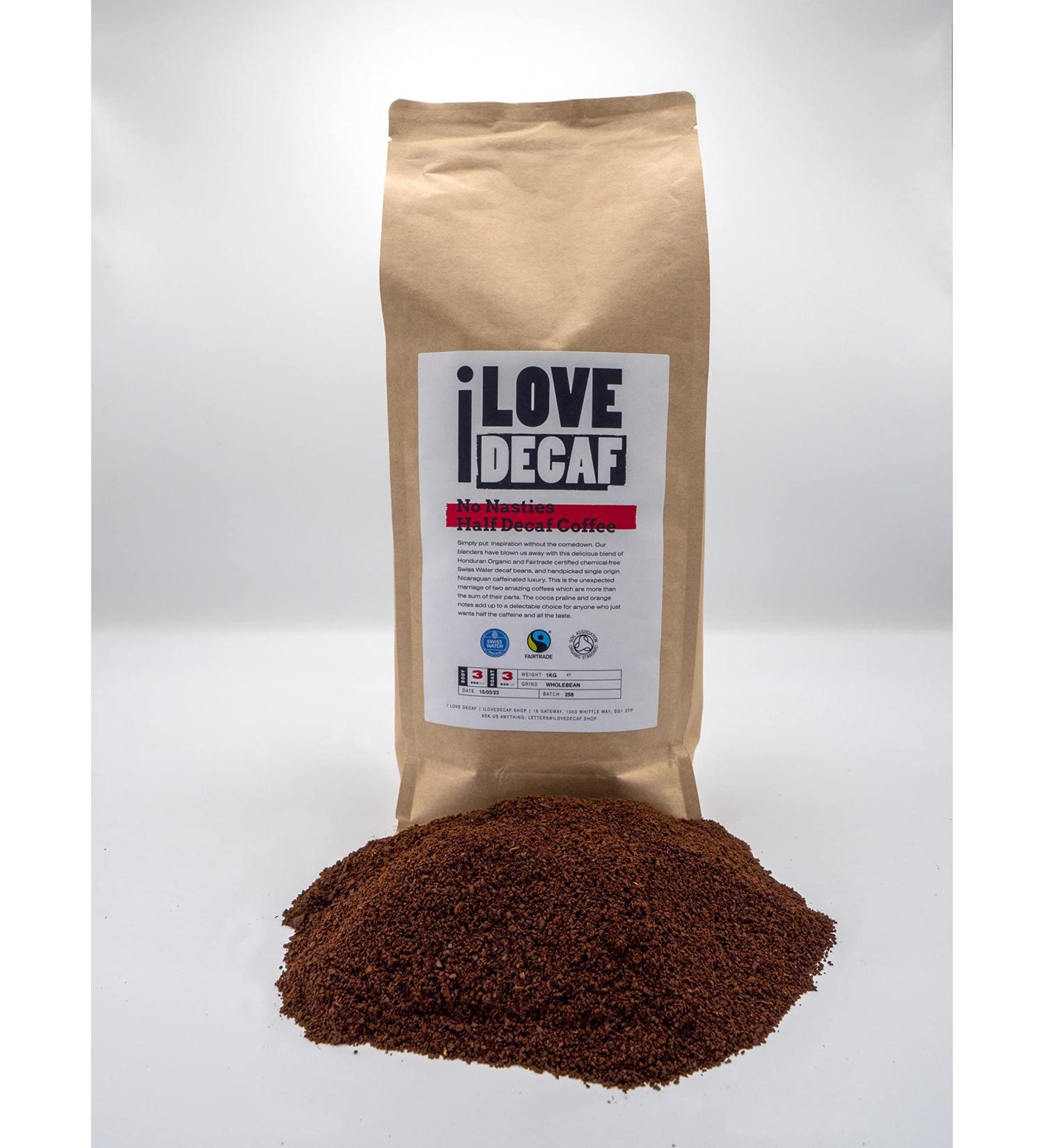 Low Caffeine No Nasties Swiss Water Half Decaf Ground Coffee 250g Half Decaf No Nasties Swiss Water Coffee 250 g (Pack of 1) - Buy Online on GoSupps.com