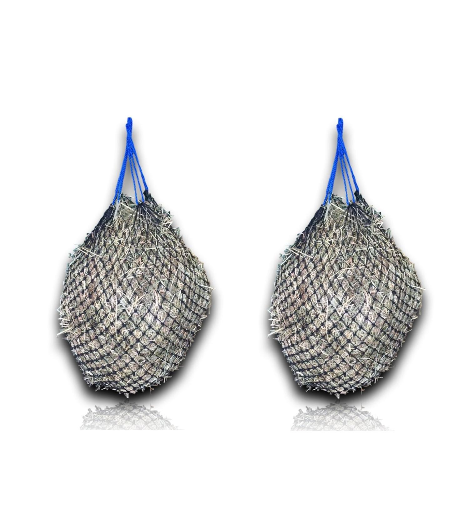 2x Heunetz Horses - Extra Tightly Mesh Hay Feeding Network with Free Carabiners | 4.5 kg Dark Blue for Improved Digestion & Well-Being - Buy Online on GoSupps.com