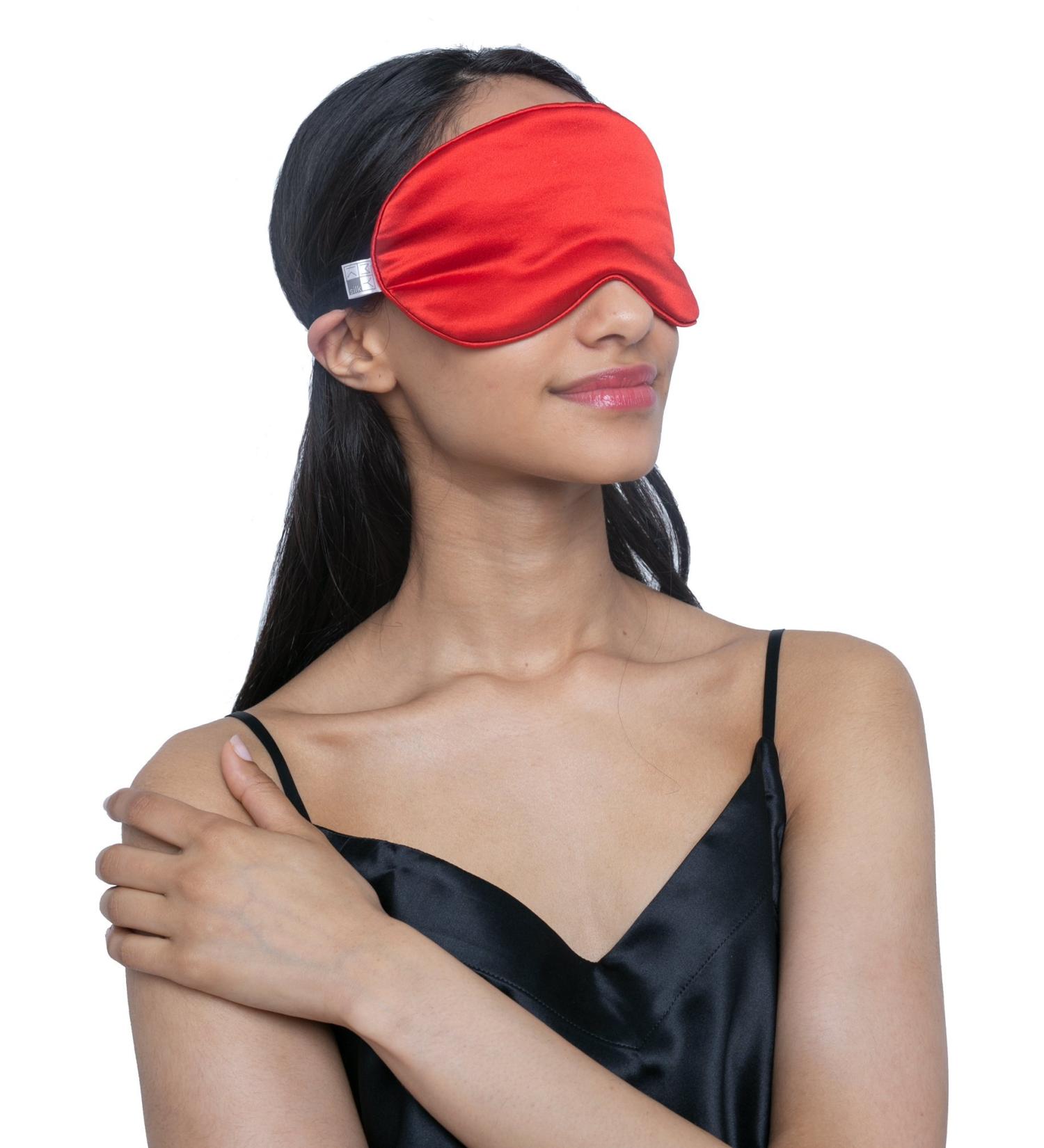 MYK Silk Sleeping Eyemask with Pure Mulberry Silk - Adjustable Strap for Comfort | Red - Buy Online on GoSupps.com