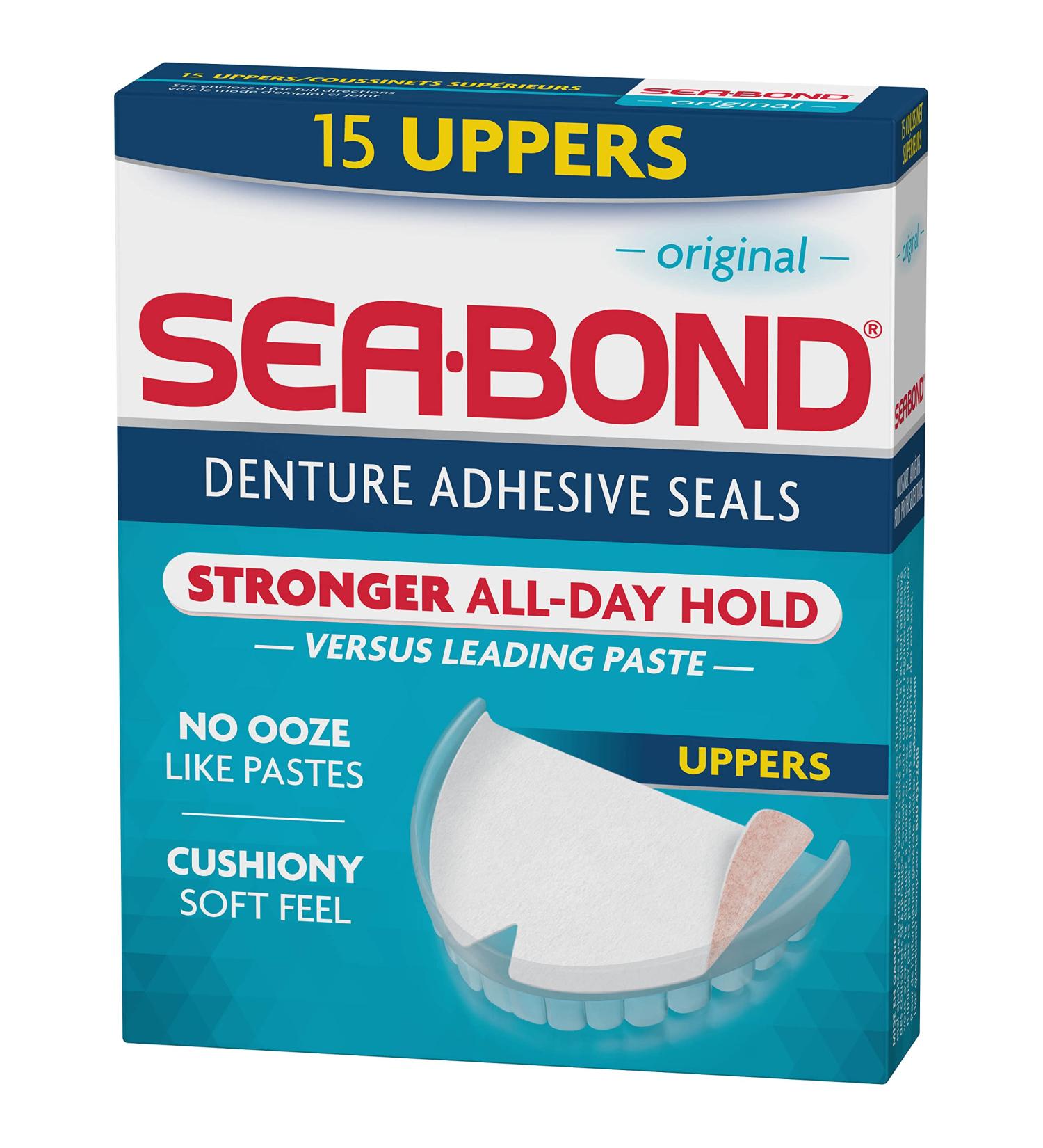 Sea Bond Secure Denture Adhesive Seals Original Uppers Zinc-Free All-Day Hold Mess-Free 15 Count - Buy Online on GoSupps.com