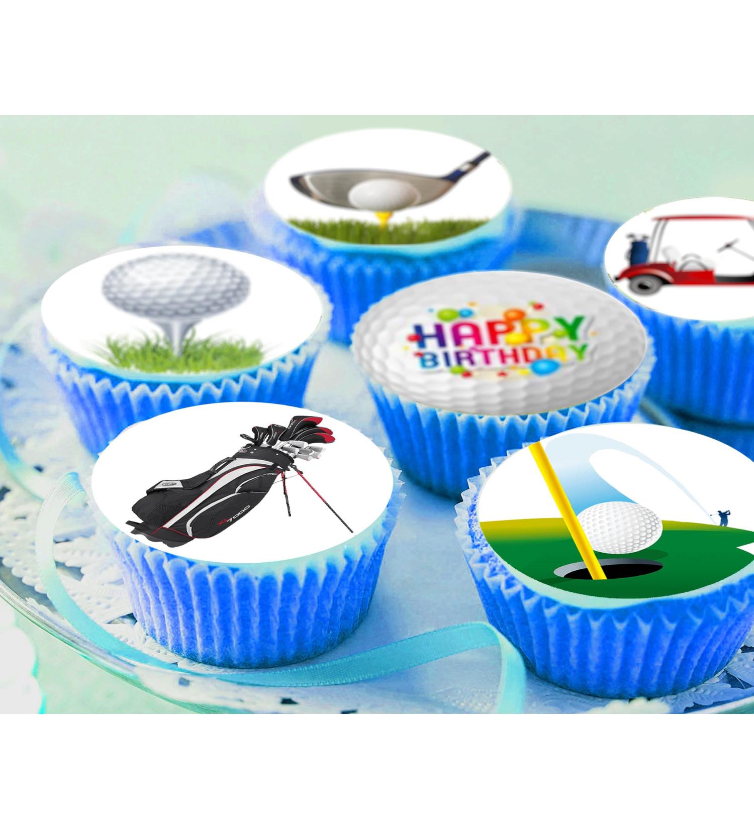 24 x Pre-Cut Golf 3 Edible Stand up Wafer Paper Cupcake Toppers Cake Decorations Happy Birthday Party Sport - Buy Online on GoSupps.com