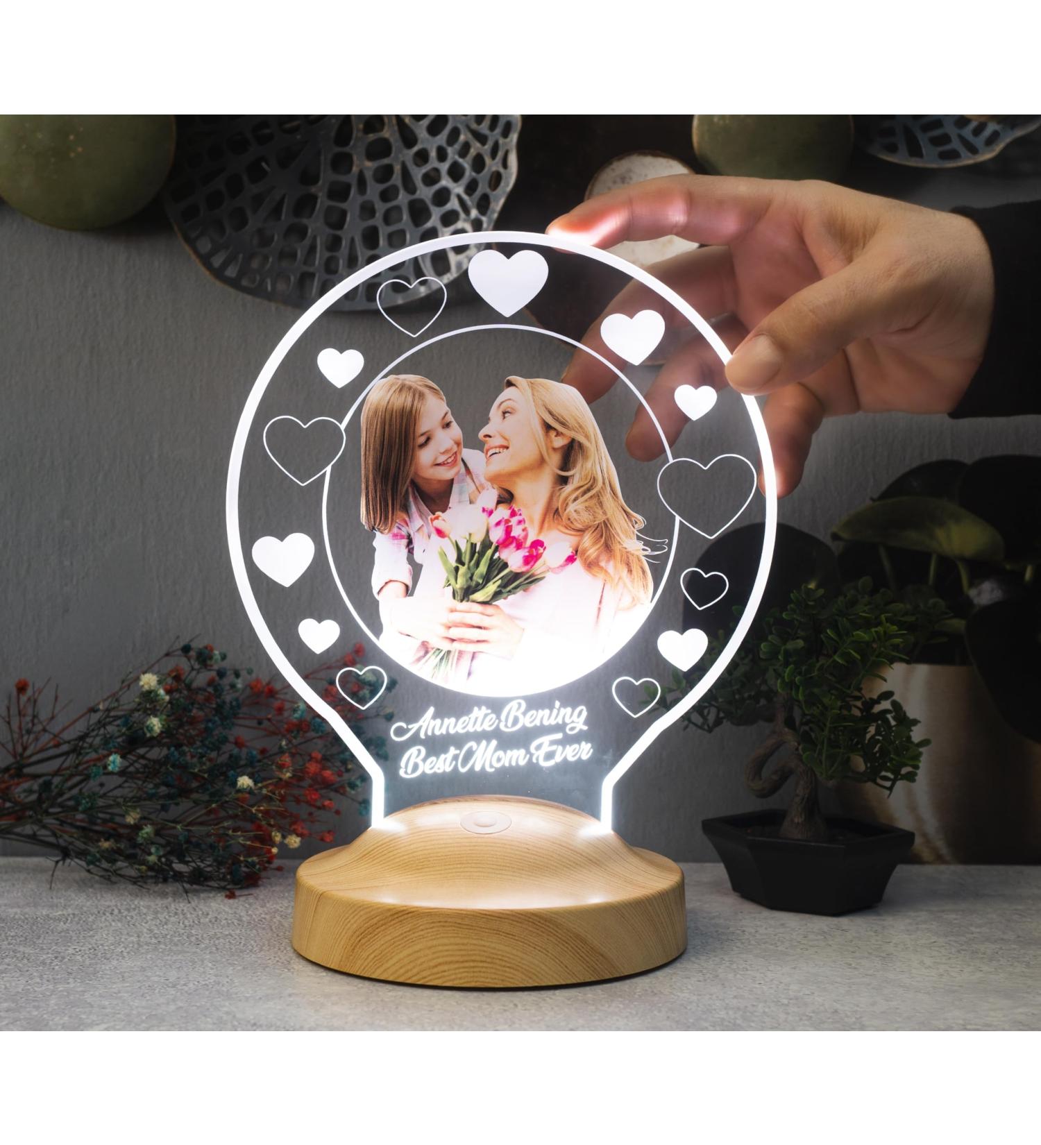 Personalized 3D Photo Gift Lamp - Custom LED Round Lamp with UV Print for Dad - Buy Online on GoSupps.com