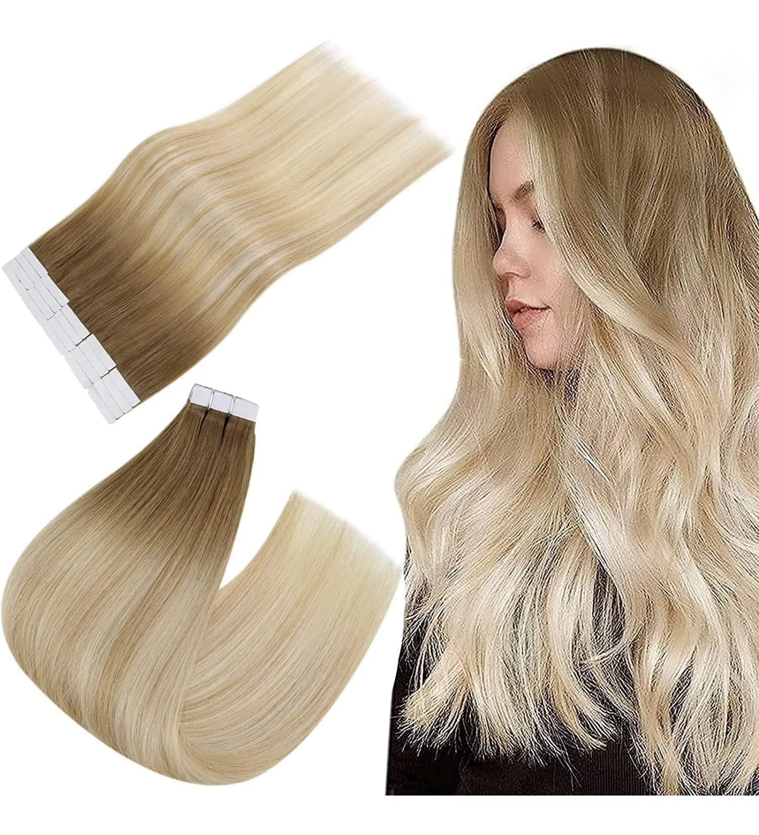 Easyouth Real Tape in Hair Extensions- Brown to Blonde Ombre Balayage- 18 Inch- 40g 20Pcs Human Hair Tape Extensions - Buy Online on GoSupps.com