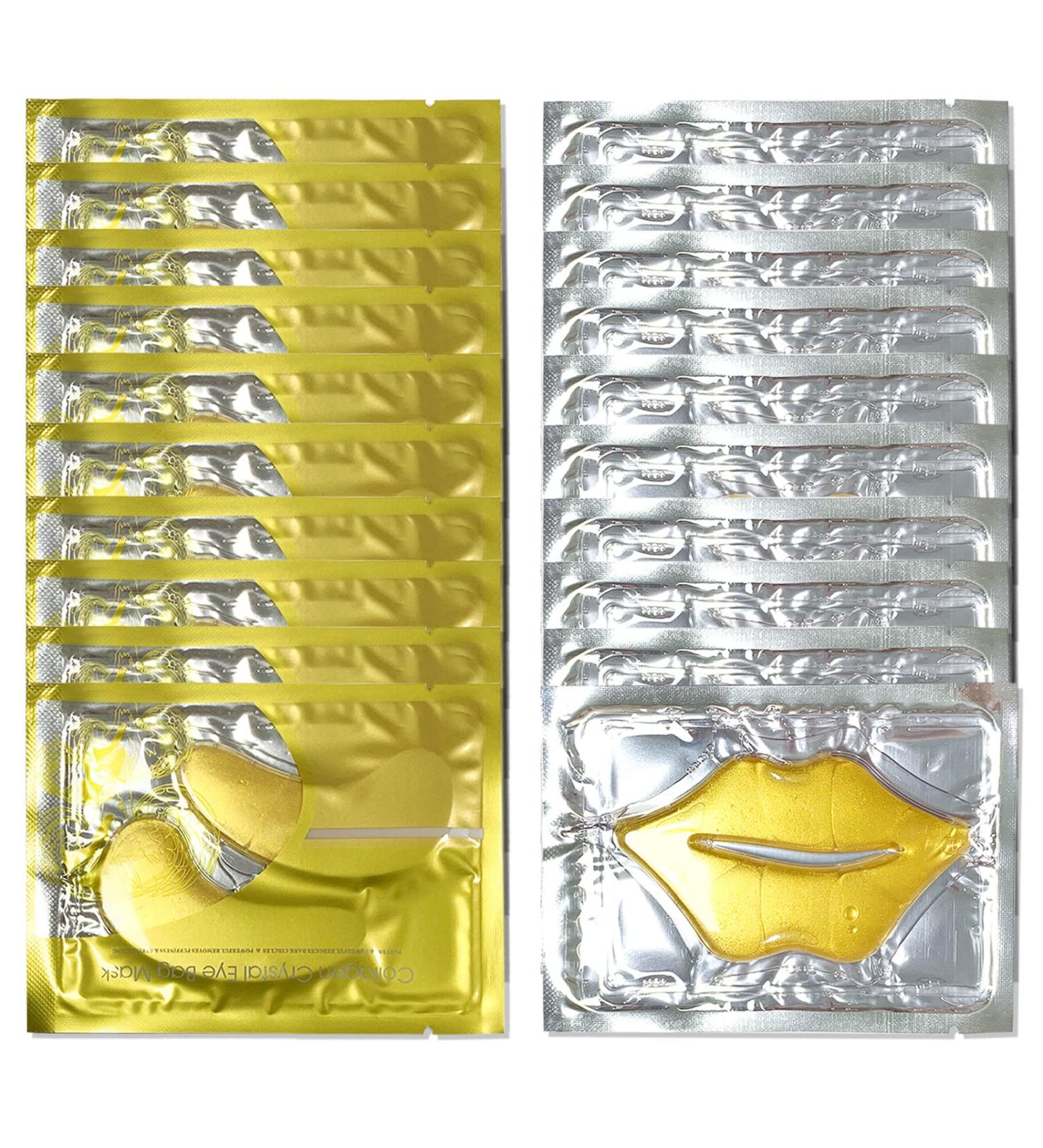 Jancosta 10 Pairs Collagen Eye Mask and 10 Pcs Collagen Lip Mask Anti Aging Eye and Lip Mask Collagen Crystal Mask Set (Gold) - Buy Online on GoSupps.com