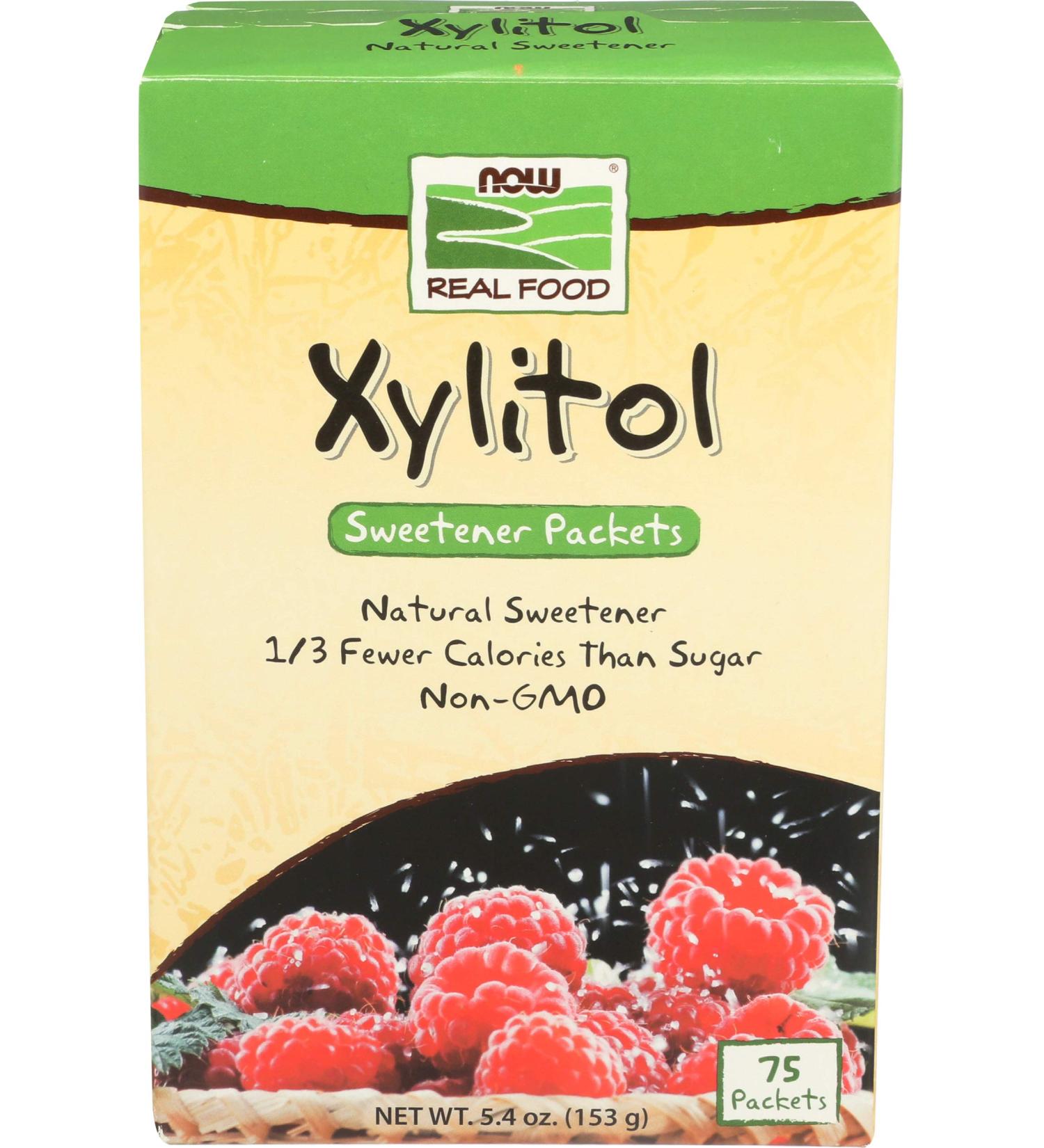NOW Foods Xylitol Sweetener Packets - 75 Count, Non-GMO, 1/3 Fewer Calories, Sugar Substitute - Buy Online on GoSupps.com