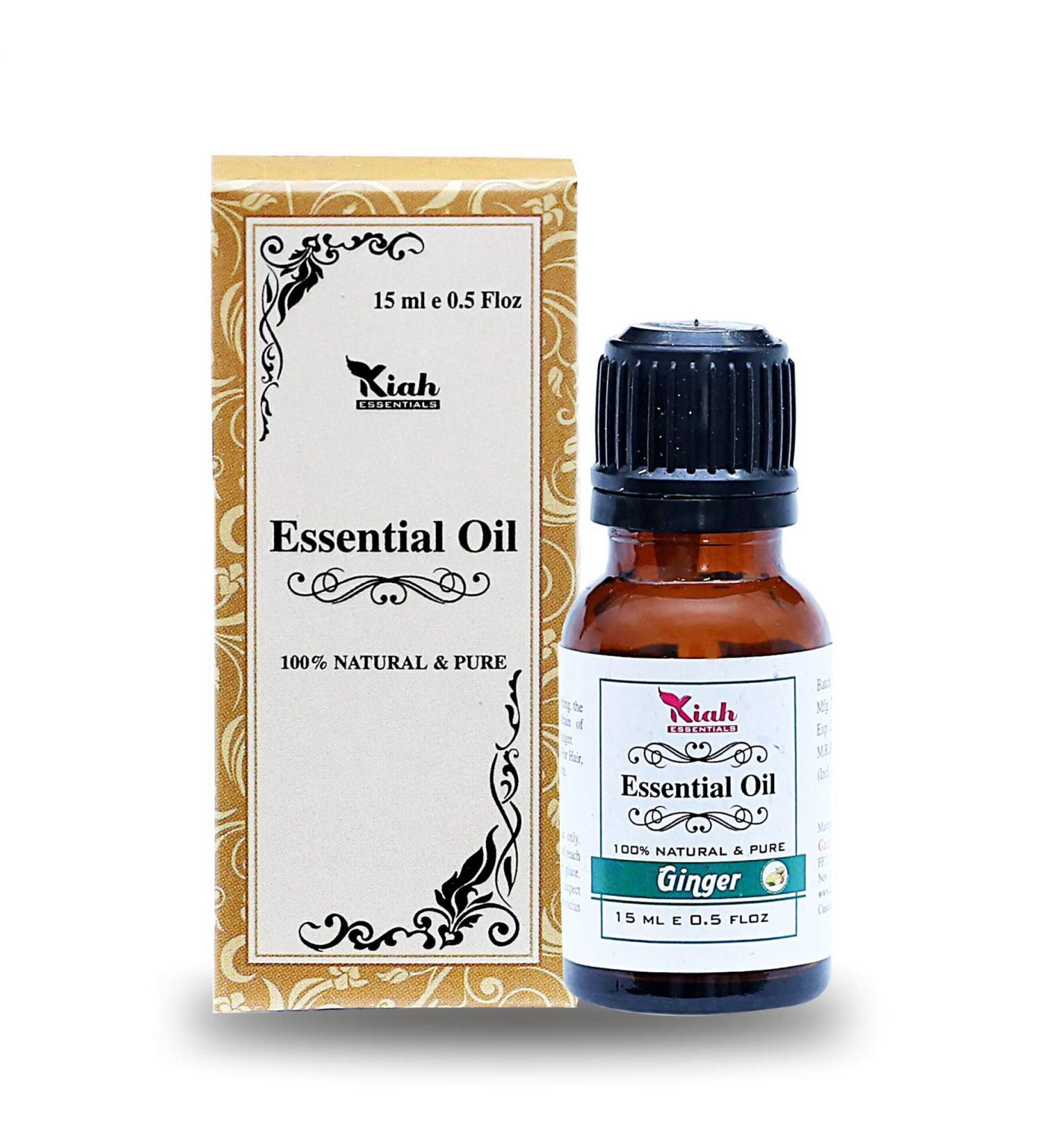Ganga Ayurveda Kiah Ginger Essential Oil - 100% Pure Therapeutic Oil for Lymphatic Drainage Massage - 15ml - Buy Online on GoSupps.com
