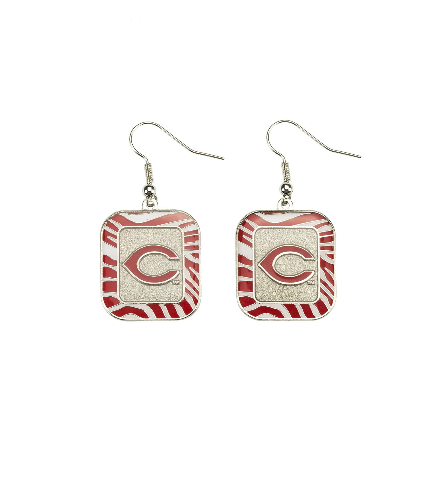 Aminco MLB Cincinnati Reds Zebra Earrings