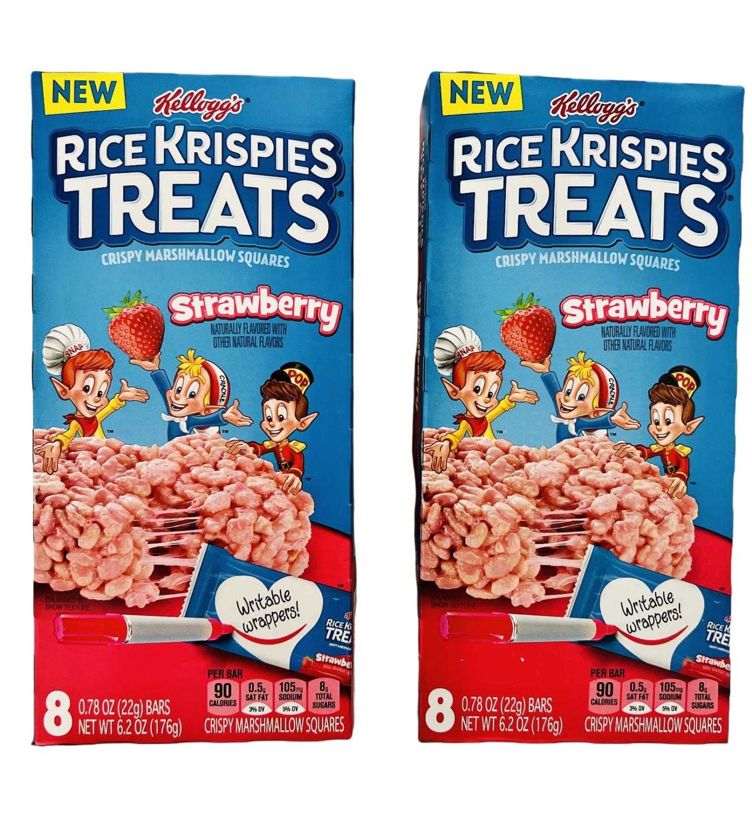 Strawberry Rice Krispies Treats Marshmallow Bars - 16 Bars (2 Boxes), Writable Wrapper - Shop Now! - Buy Online on GoSupps.com