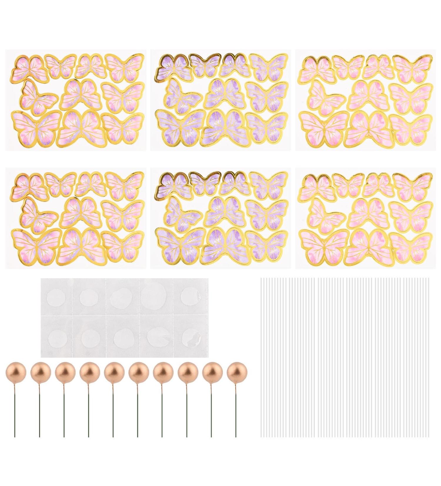 70 PCS Butterfly Cupcake Toppers Assembled 60 PCS Butterfly Cupcake Topper & 10PCS Gold Ball Cupcake Topper for Baby Shower Kids Birthday Wedding Party Anniversary - Buy Online on GoSupps.com