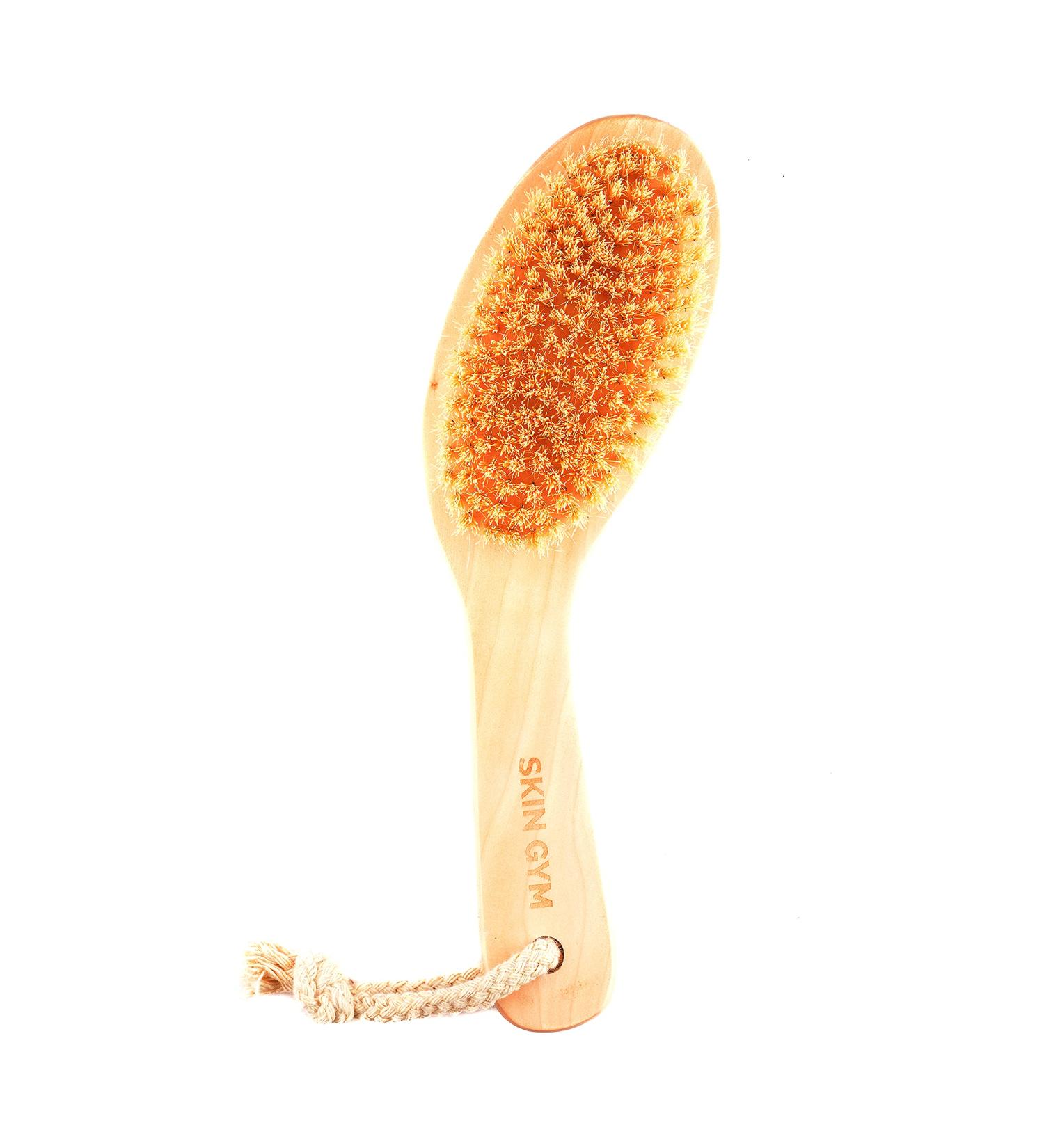 Skin Gym Dry Body Brush Exfoliating Bath Scrubber with Soft and Stiff Bristles For Cellulite Treatment  Lymphatic Drainage and Blood Circulation Improvement