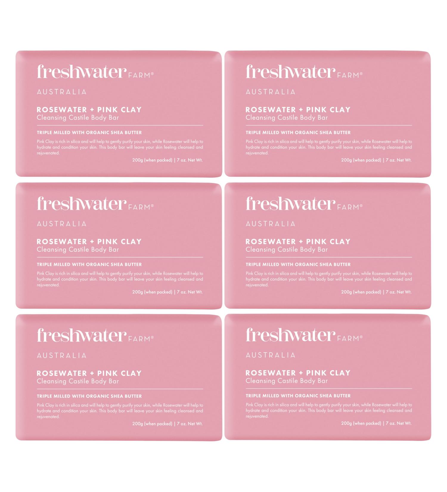 Soothing Castile Natural Bar Soap - Rosewater & Pink Clay | Organic Essential Oils for Dry Sensitive Skin | 7 oz 6PK for Women Men & Kids - Buy Online on GoSupps.com