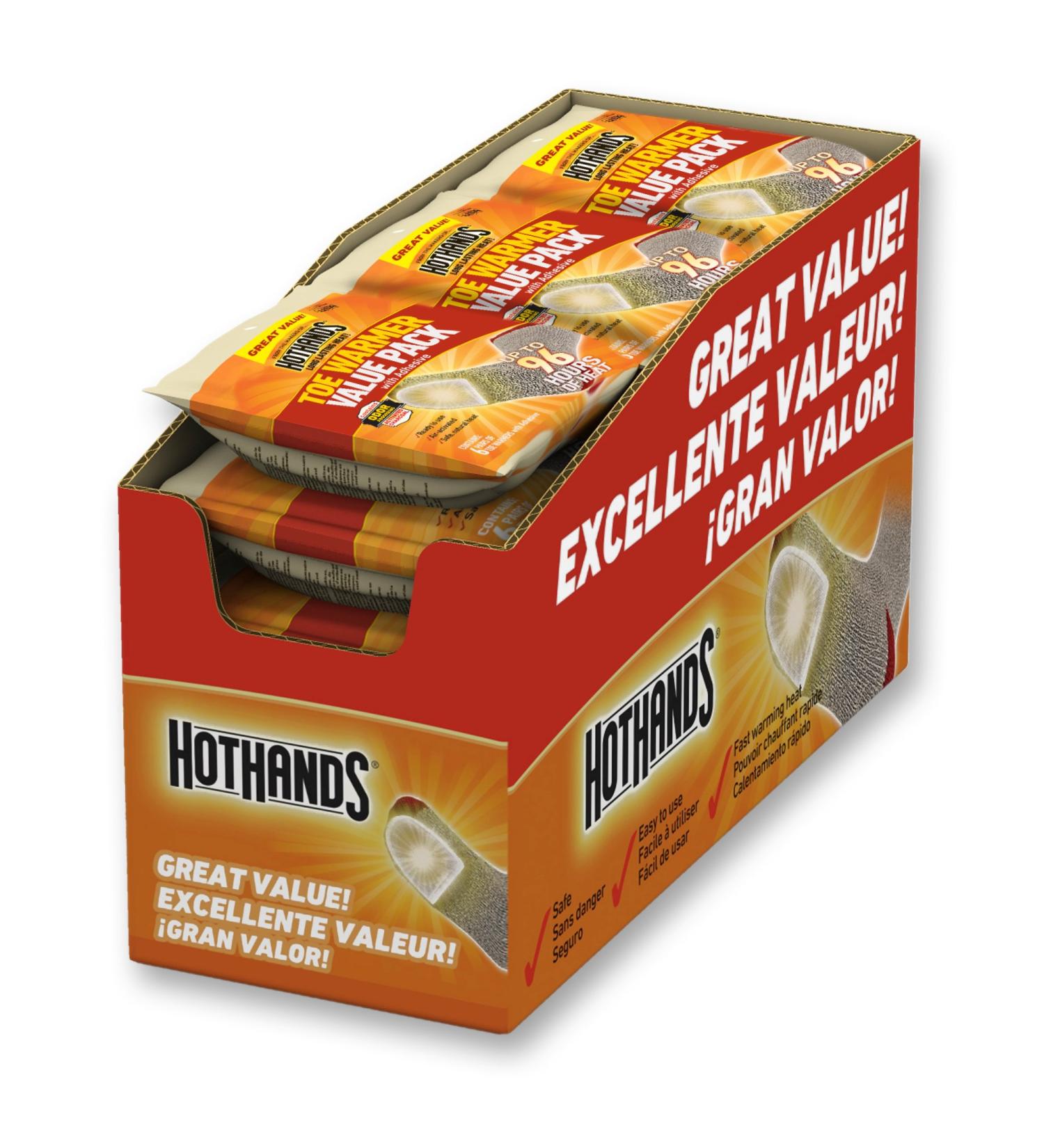 HotHands Toe Warmers - Long Lasting Safe Natural Odorless Air Activated Warmers - Up to 8 Hours of Heat - 72 Pair - Buy Online on GoSupps.com