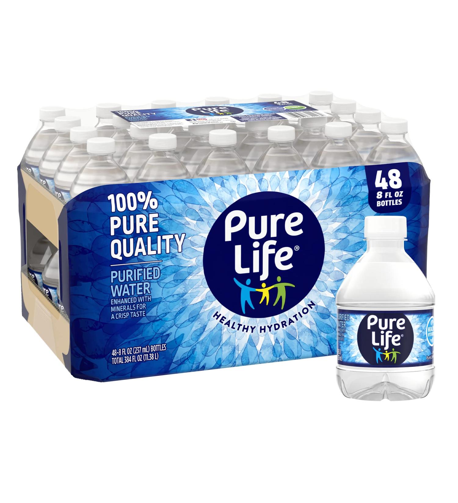 Pure Life Purified Bottled Water 8 fl oz - 24 Pack Carton - Buy Online on GoSupps.com