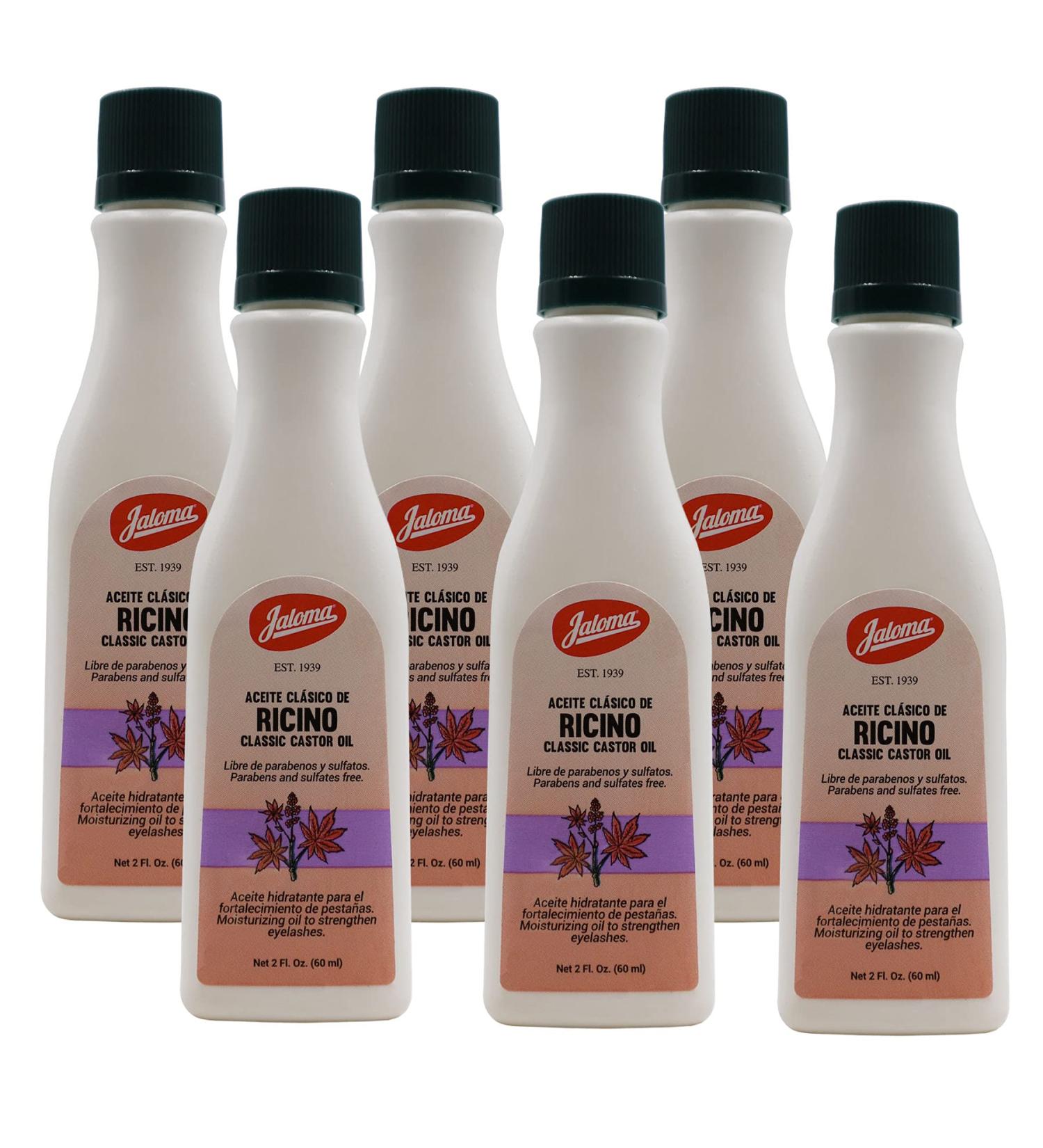 Jaloma Castor Oil - 6-Pack Emollient Oil for Skin & Hair | Moisturizes Prevents Split Ends Promotes Healthy Hair & Eyelashes | 2 FL Oz Bottles - Buy Online on GoSupps.com