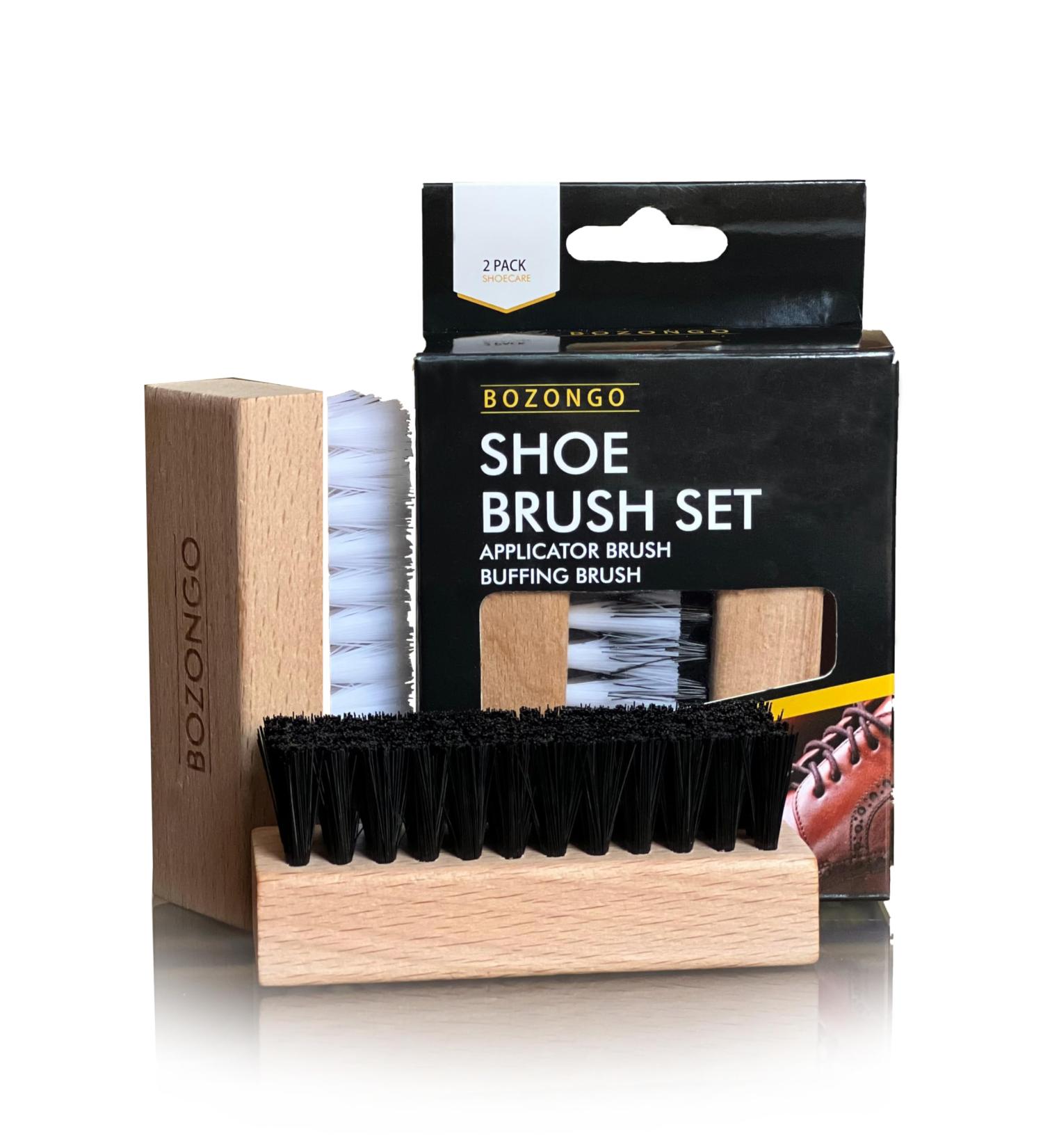 BOZONGO Shoe Brush Set 2 Pack Shoe Polish Brushes for Shoe Cleaning 9.5cm Perfect Traditional Wooden Handle Boot Brush for Mud Remover & Hard-to-Reach Areas MODERN - Buy Online on GoSupps.com