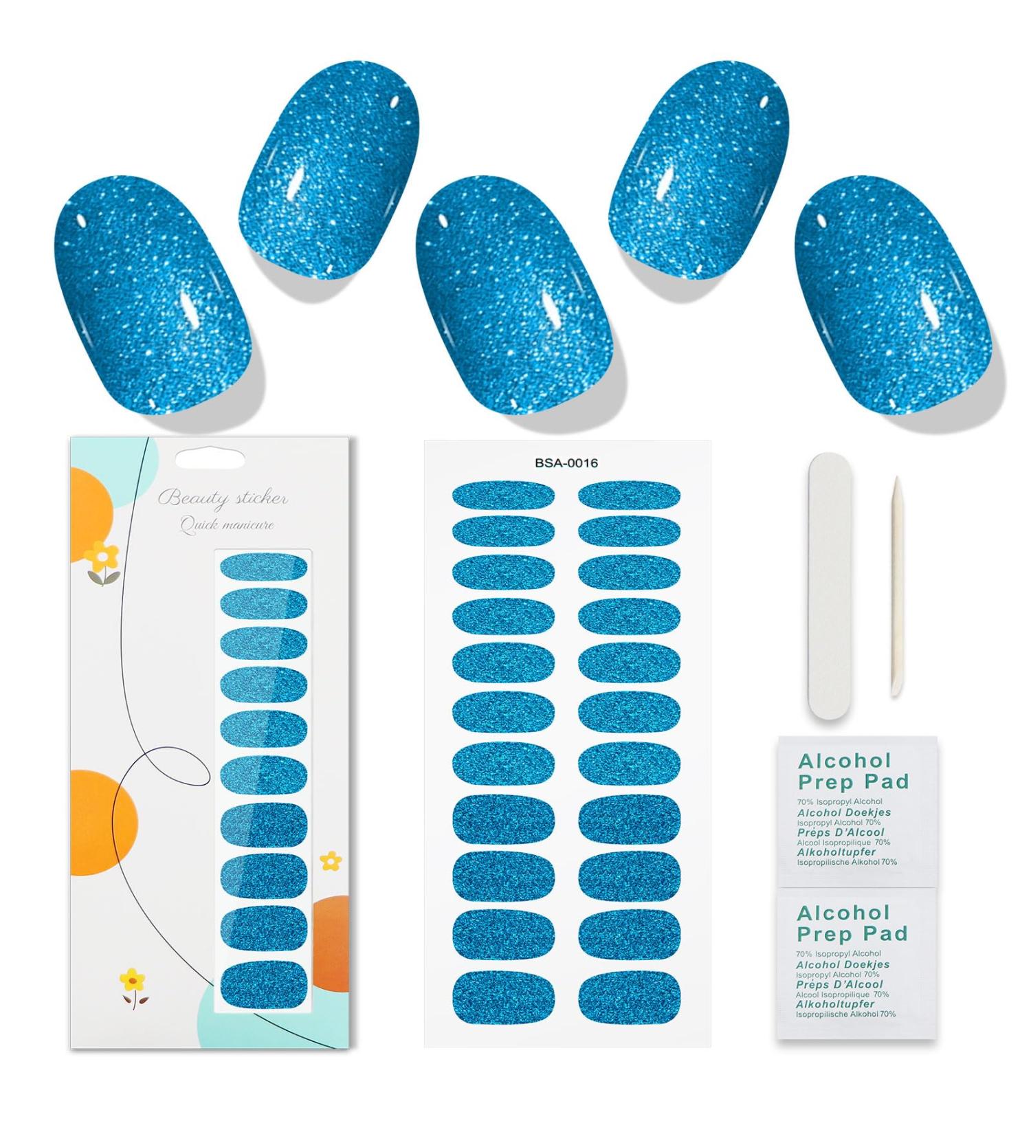 JMEOWIO Blue Glitter Nail Foil Gel - Self-Adhesive Nail Stickers for Stunning Nail Art Designs - International Shipping Available - Buy Online on GoSupps.com