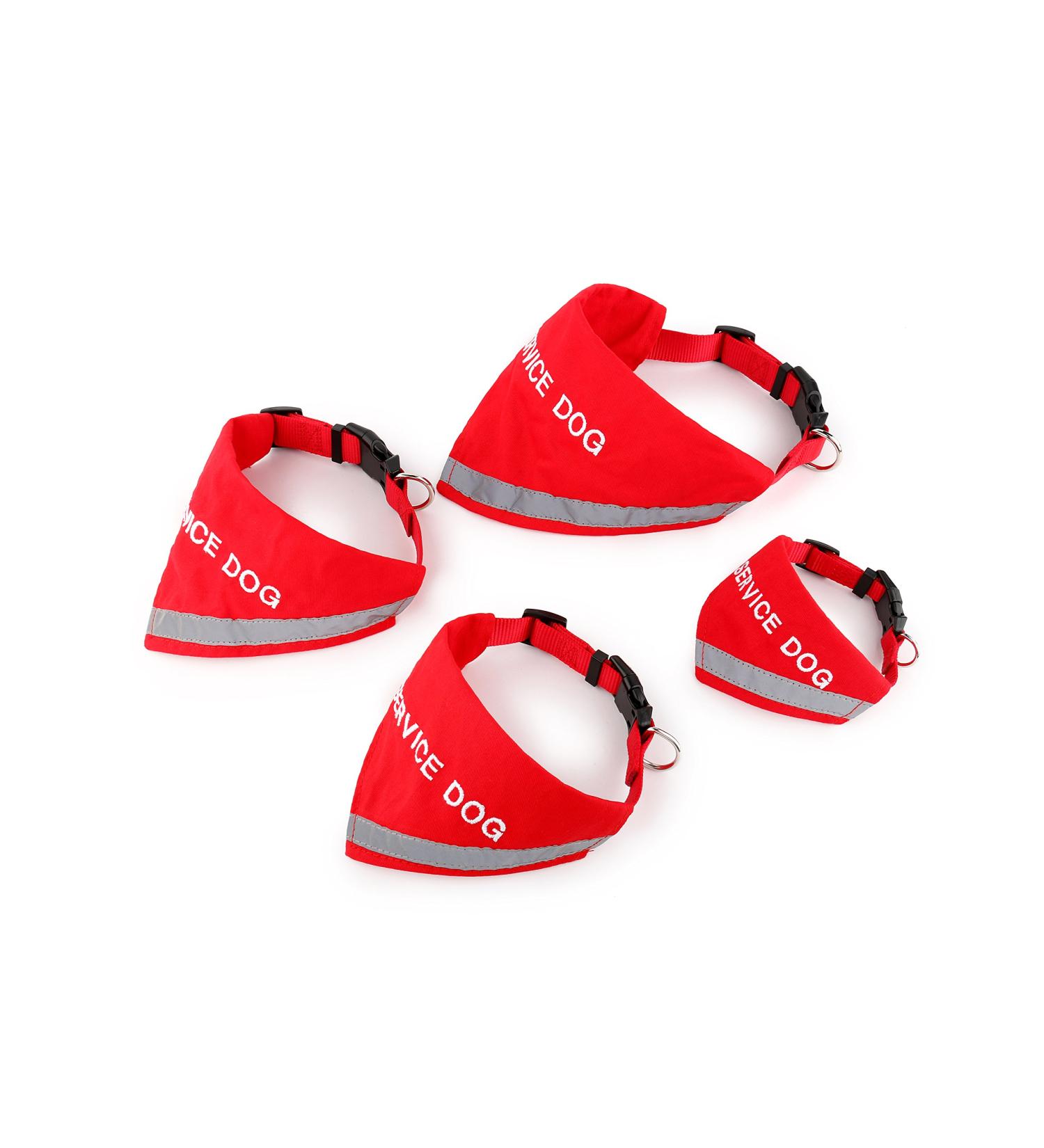 Doggie Stylz Reflective Service Dog Bandana with Matching Collar | Red XS (Neck 8-12) | Secure, Safe, and Stylish for Nighttime Walks - Buy Online on GoSupps.com