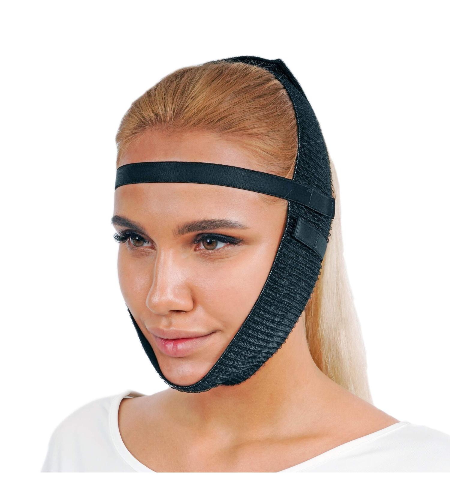 Post Surgery Chin Compression Garment - Chin Strap Band for Face Lift, Slimming & Jowl Tightening (Black) - Buy Online on GoSupps.com