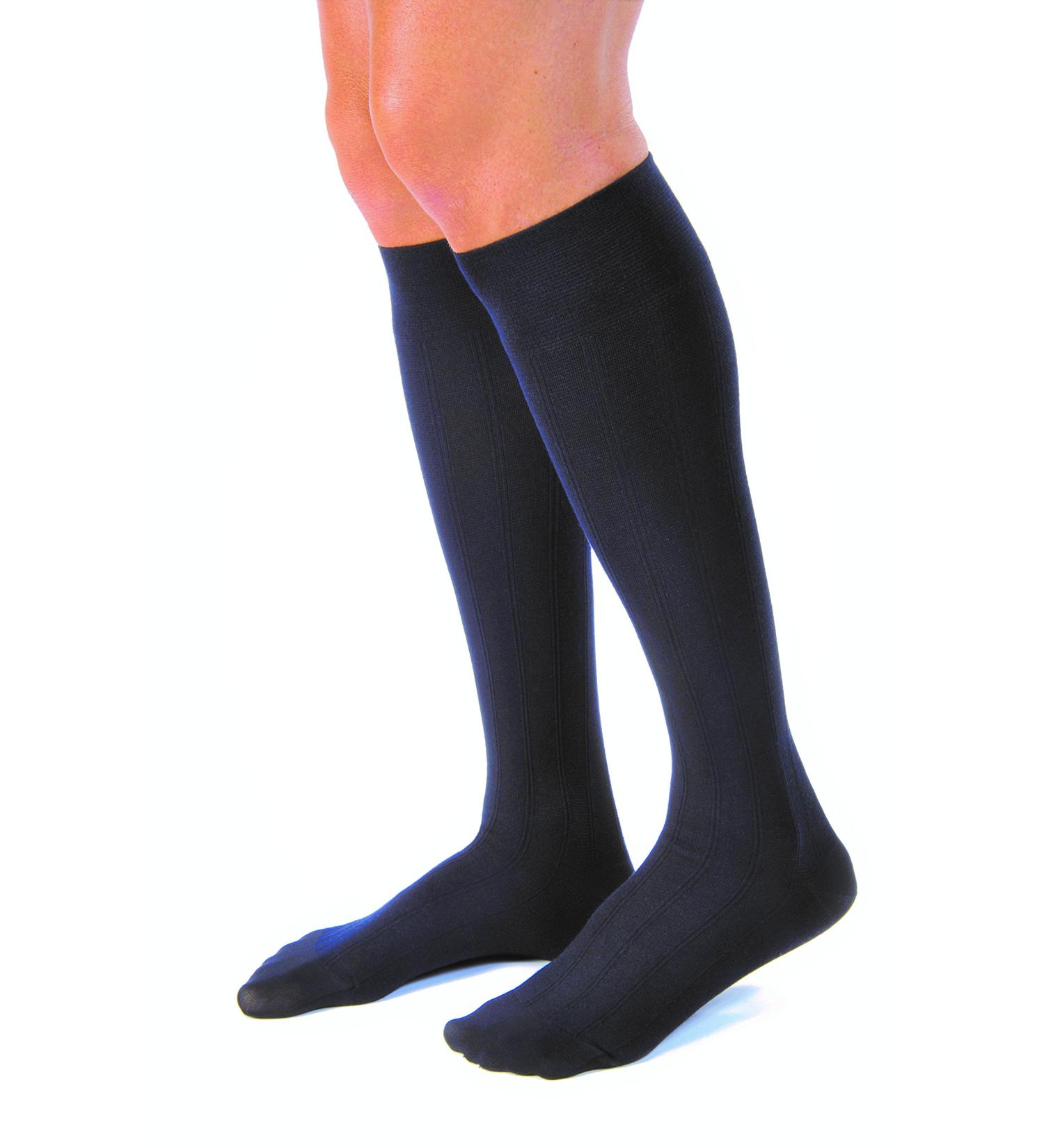 JOBST for Men Casual Knee High Compression Socks - 30-40 mmHg Closed Toe Large Full Calf Navy | International Shipping Available - Buy Online on GoSupps.com