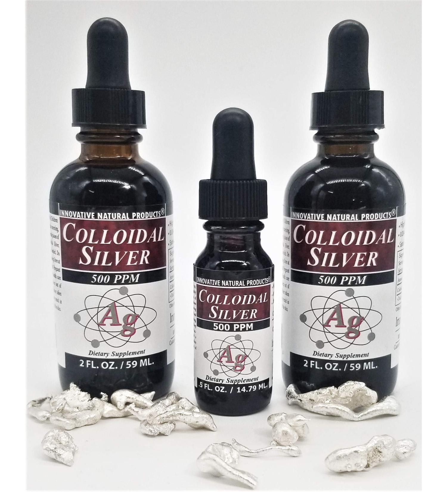 COLLOIDAL Silver 500 PPM (2 OZ) 2 Bottles Plus Free 1/2 OZ Trial Size