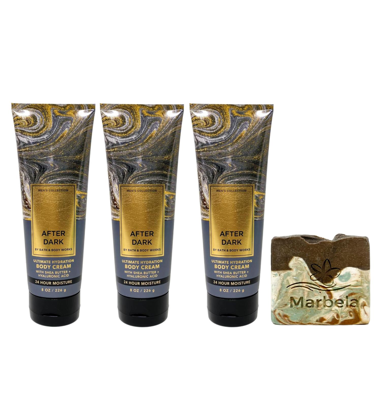 Bath & Body Works Men's Collection After Dark 3 Pack Ultimate Hydration Body Cream Bundle with a Cabin Spice Bar Soap - Full Size