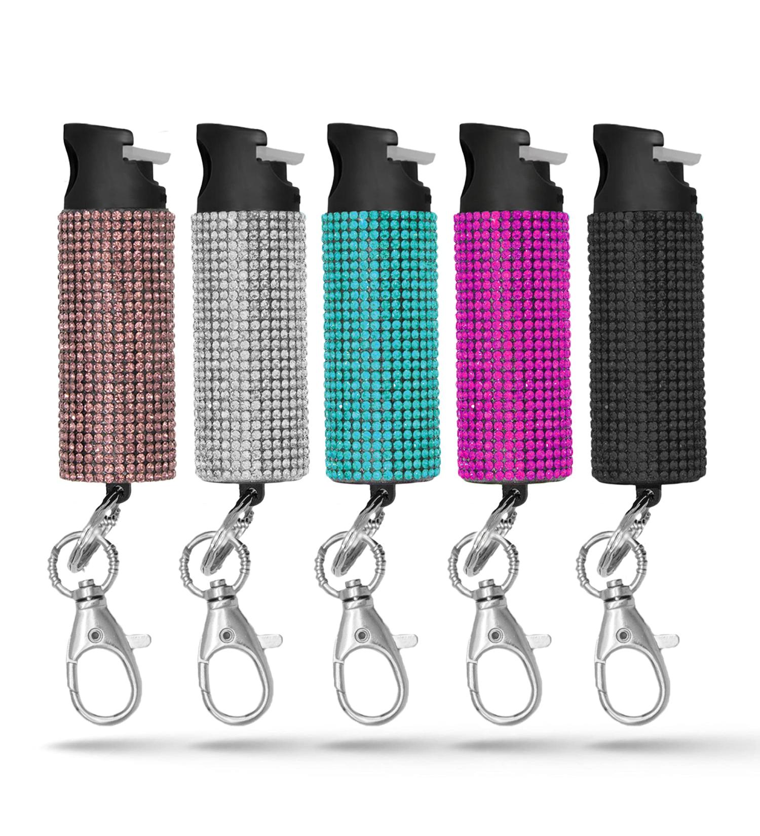 Guard Dog Security Bling-it-On Cute Pepper Spray Key Holder for Women - 5-Pack (Black/Pink/White/Teal/Purple) - Buy Online on GoSupps.com