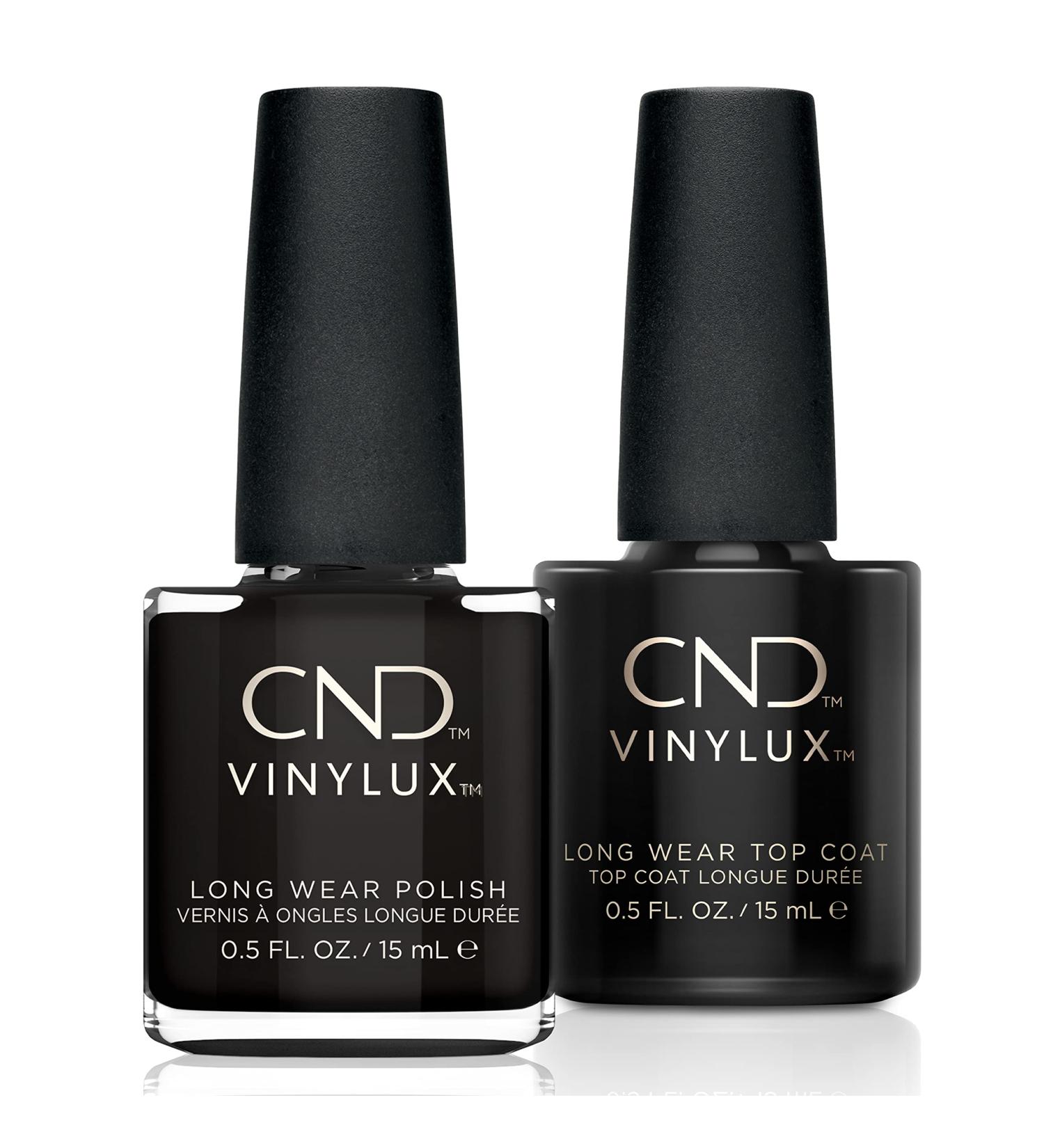 CND Vinylux Longwear Black Nail Polish Set - Gel-like Shine, Chip Resistant Formula - Black Pool Color & Top Coat included - Buy Online on GoSupps.com