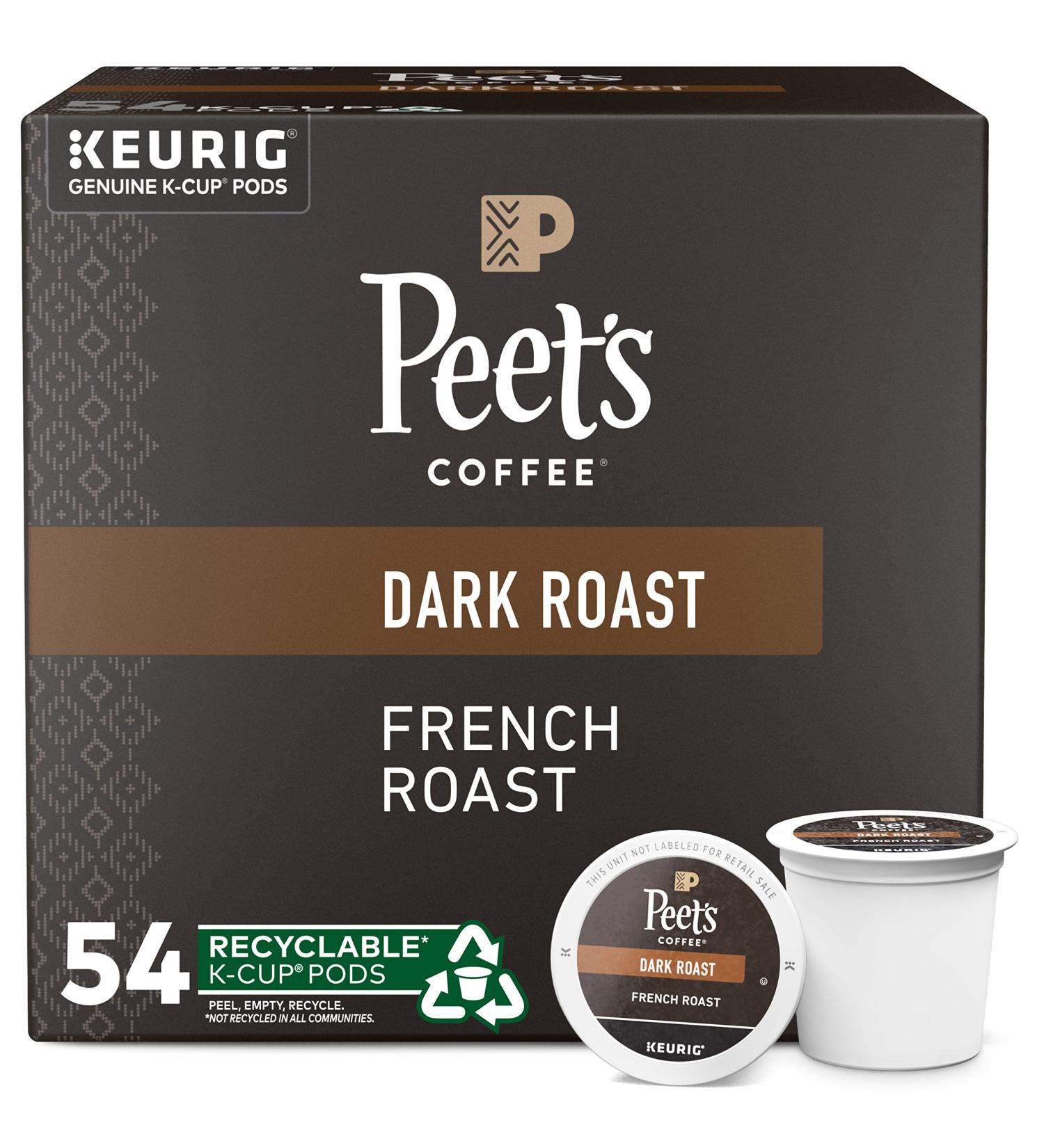 Peet's Coffee French Roast Dark Roast K-Cup Pods - 54 Count Pack for Keurig Brewers - Buy Online on GoSupps.com
