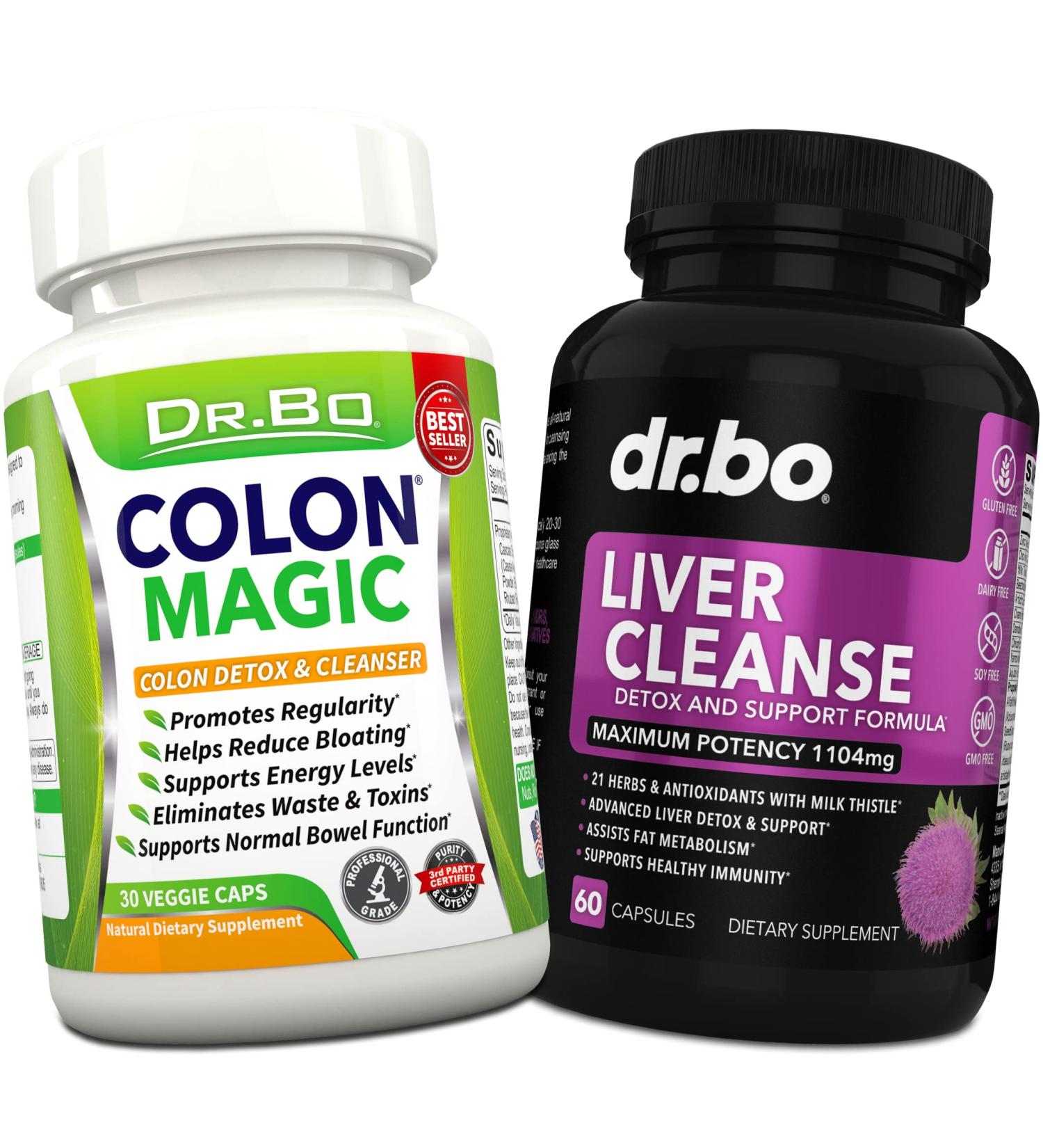 Colon & Liver Cleanse Detox Support - Natural Bowel Cleanser for Bloating & Constipation Relief - Milk Thistle Dandelion Capsules - Buy Online on GoSupps.com