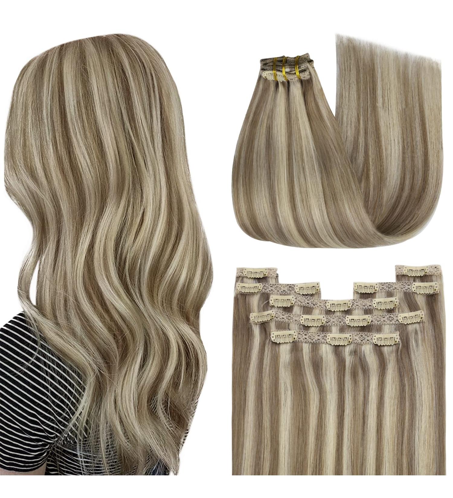 Youngsee Real Hair Extensions Clip - Brown & Blonde 45cm 120g 7PCS - Premium Clip-In Hair Recovery - Buy Online on GoSupps.com