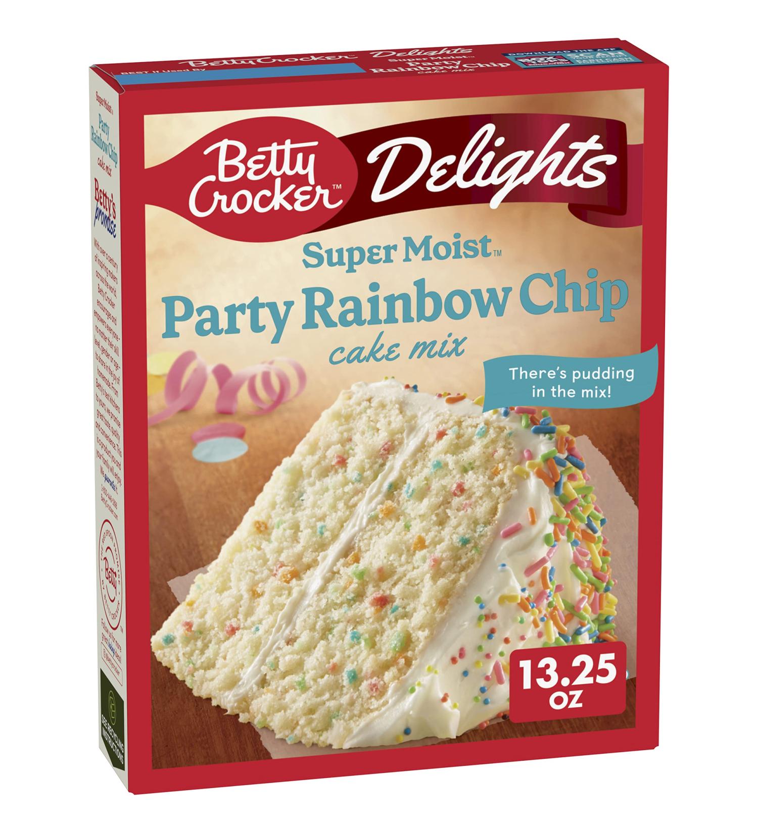 A American Food Mart Betty Crocker Delights Super Moist Party Rainbow Cake Mix 376g (13.25oz) - Buy Online on GoSupps.com