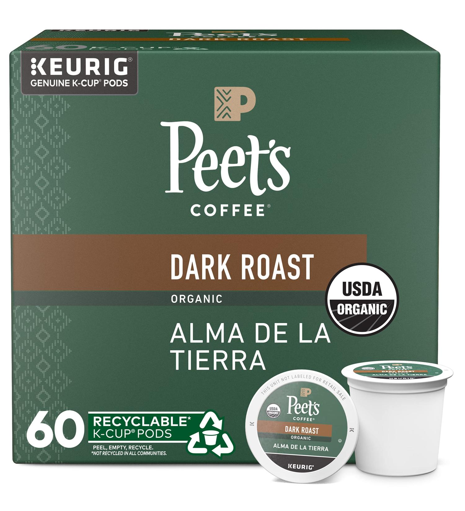 Peet's Coffee Organic Alma de la Tierra Dark Roast K-Cup Pods - 60 Count - Buy Online on GoSupps.com