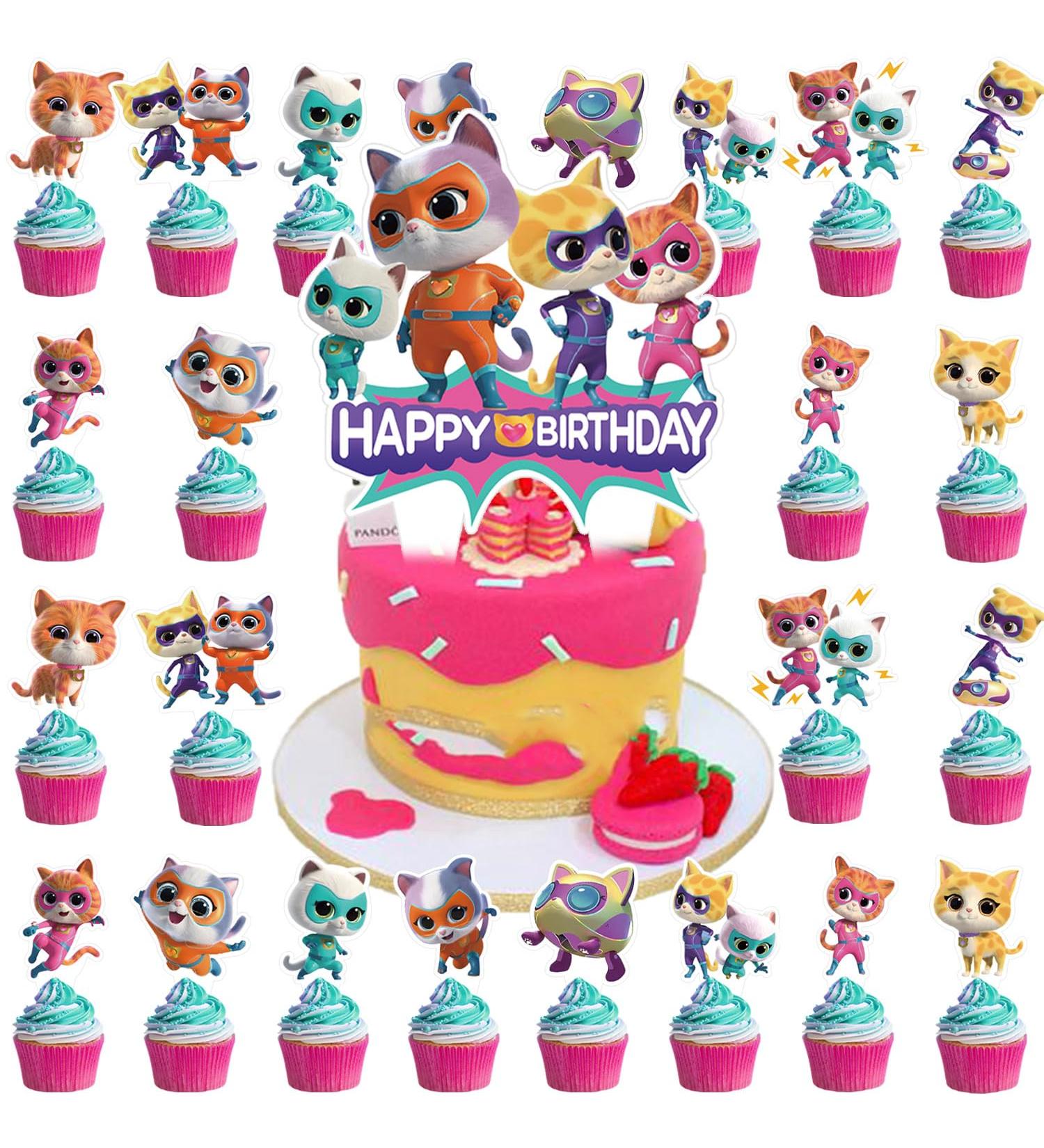 37Pack Super Kitty Cake Decorations Cartoon Super Cats Party Supplies with 36pcs Cupcake Toppers 1pcs Big Cake Topper for Super Kitty Cat Birthday Party Supplies - Buy Online on GoSupps.com