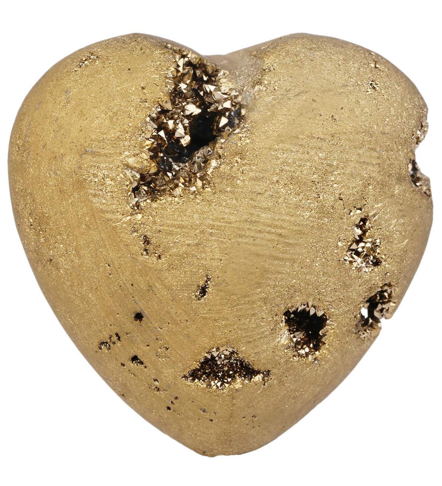 Nupuyai Gold Agate Geode Heart Palm Worry Stone - Chakra Reiki Healing Crystal Love Stone - Buy Online on GoSupps.com