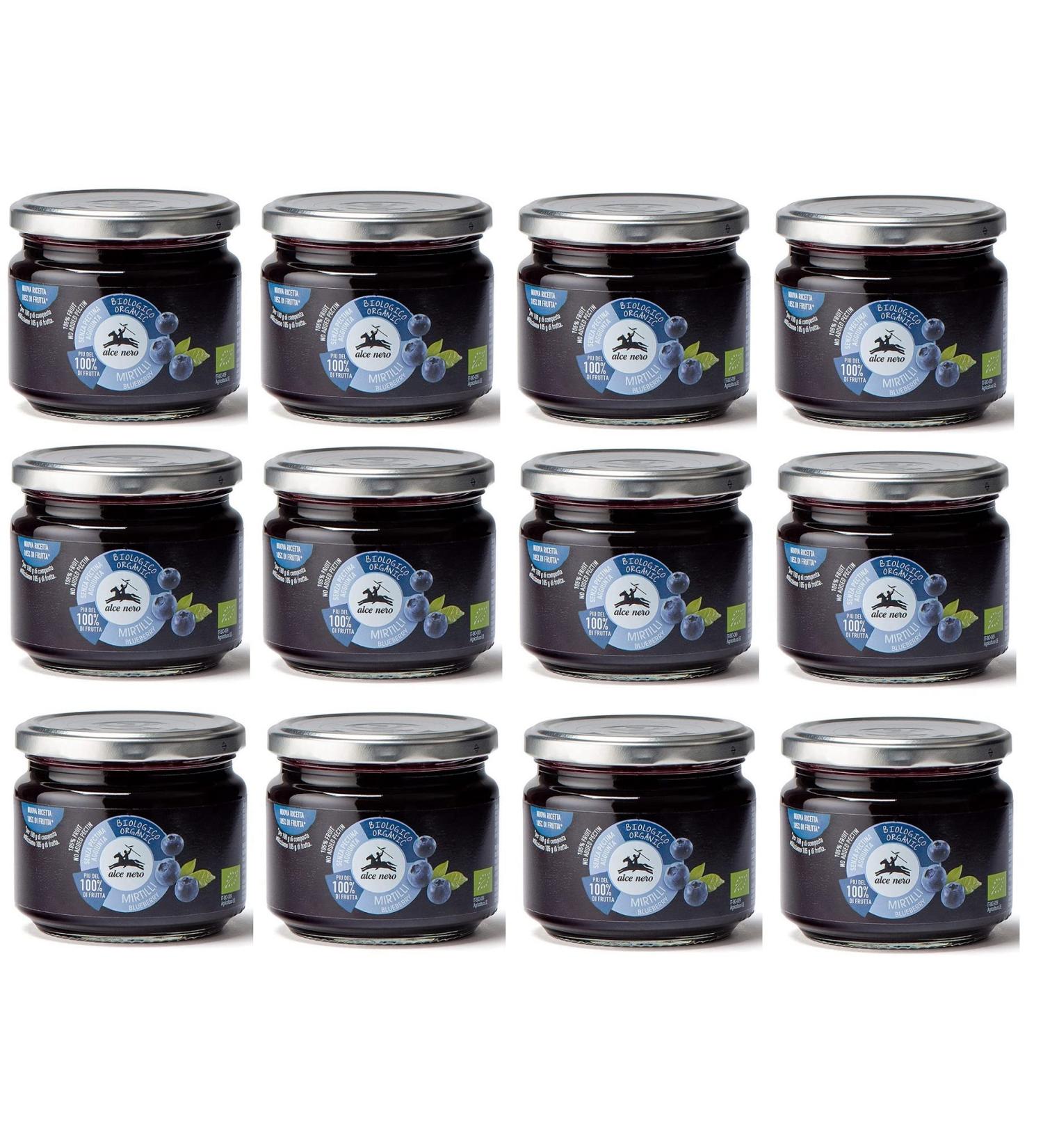 Alce Nero Organic Blueberry Compote with Organic Blueberries 270 g (Pack of 12)