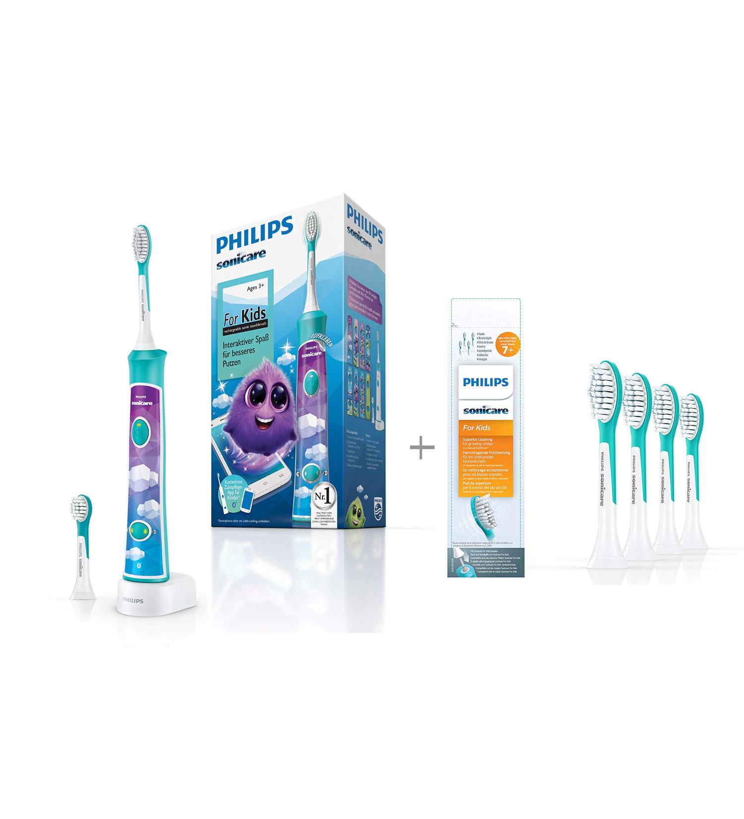 Philips Sonicare For Kids Electric Toothbrush HX6322/04 - Sonic Technology & Extra Brush Heads for Ages 7+ - Buy Online on GoSupps.com