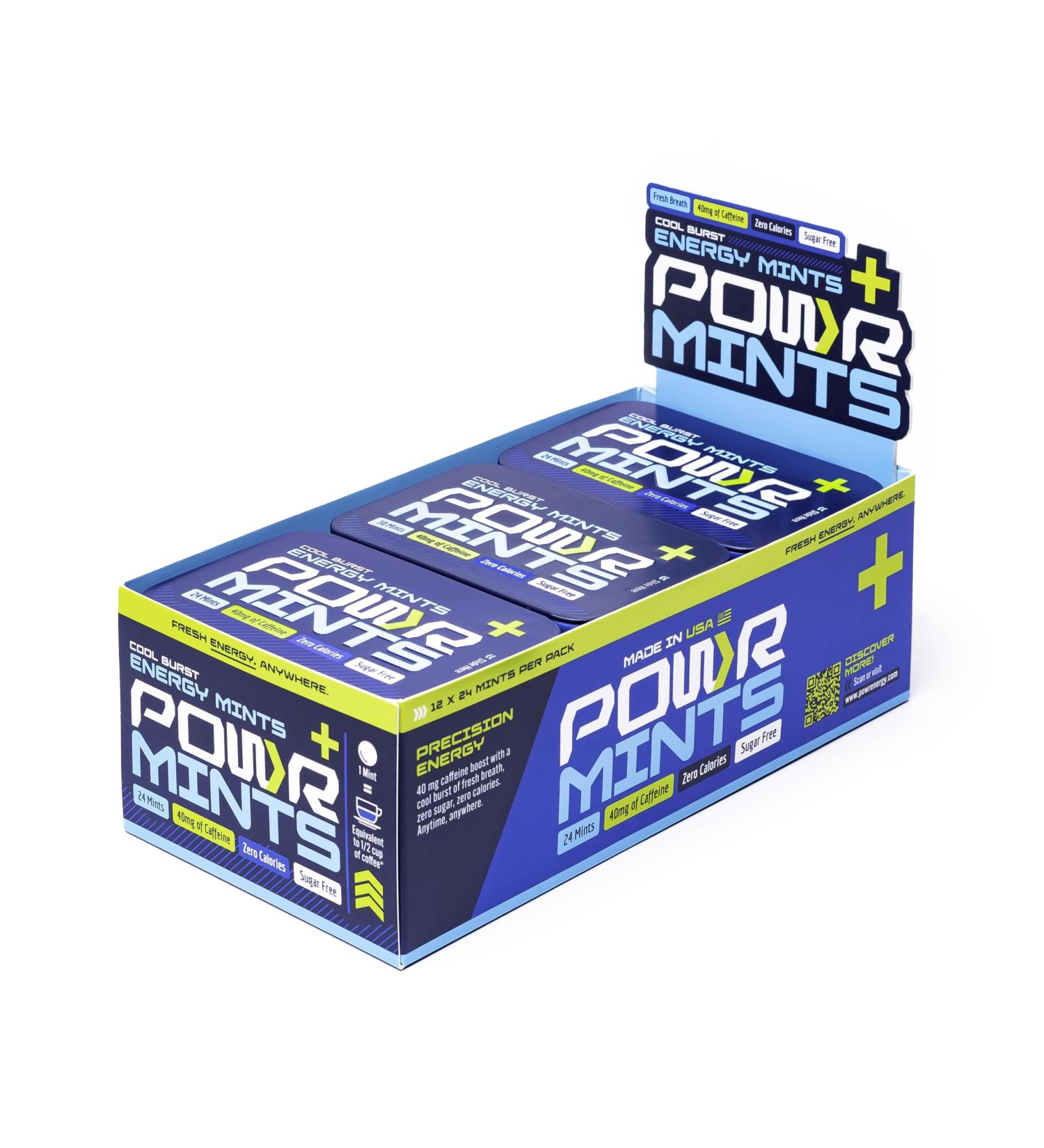 POWR Energy - 12 Tin Bundle (288 Mints Total) - 40mg of Caffeine P/Mint - Sugar Free - Zero Calories - Pre-Workout Cycling Running Endurance - Fast Acting Energy - Buy Online on GoSupps.com