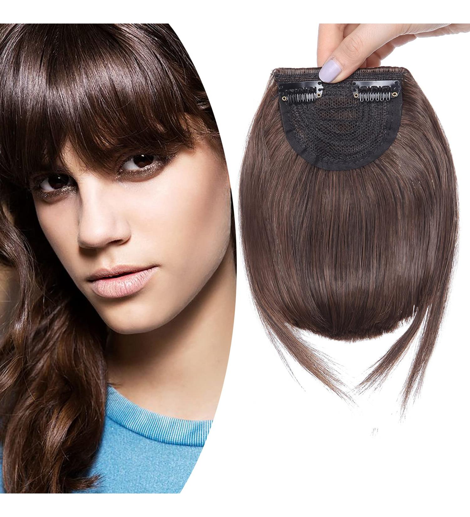 Shop Sego Pony Hair Clip-In Bangs Extensions - Natural Black & Light Brown Fringe | Premium One Piece Hair Extensions for Effortless Style - Buy Online on GoSupps.com